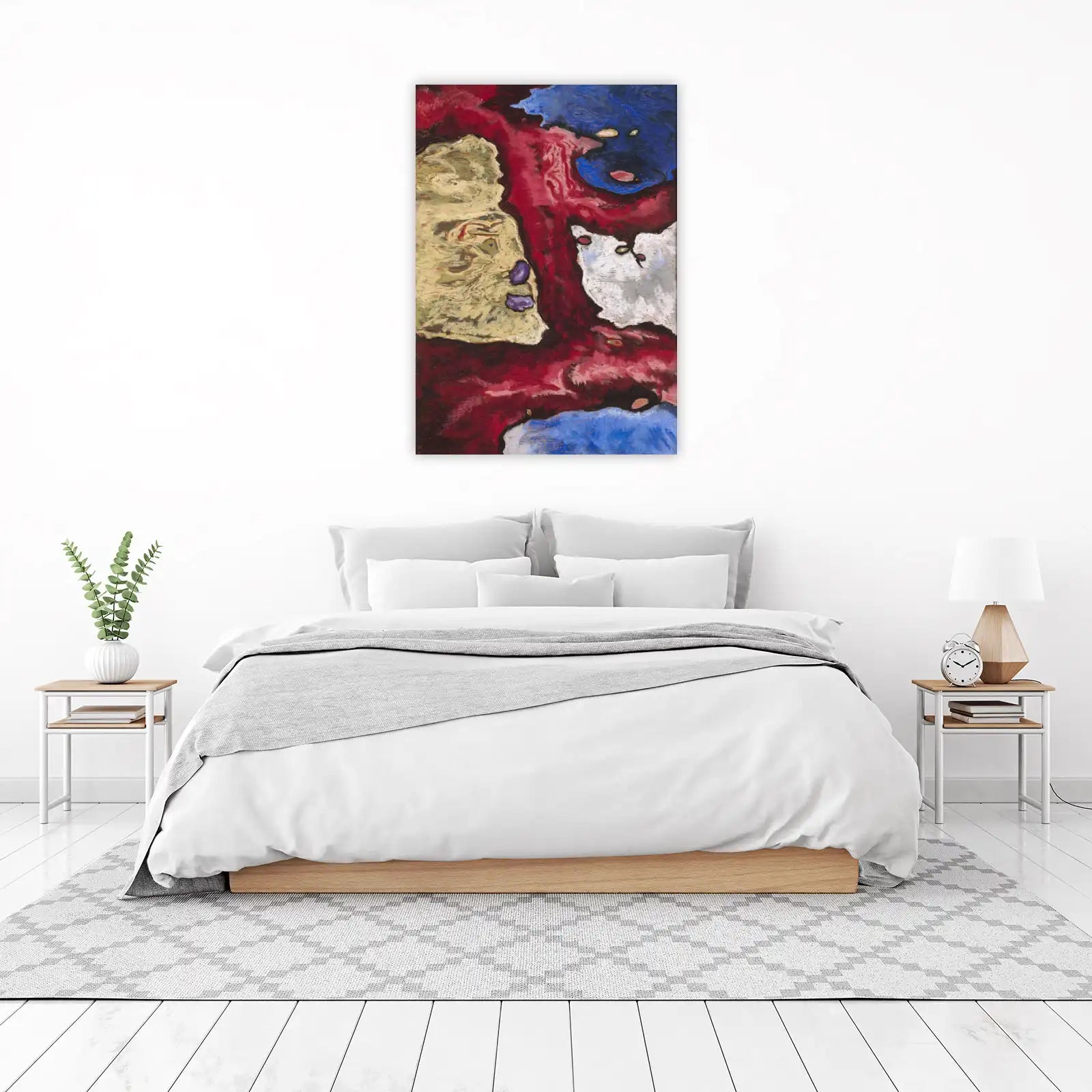 Vibrant Abstract Expressionism Red & Blue Wall Art