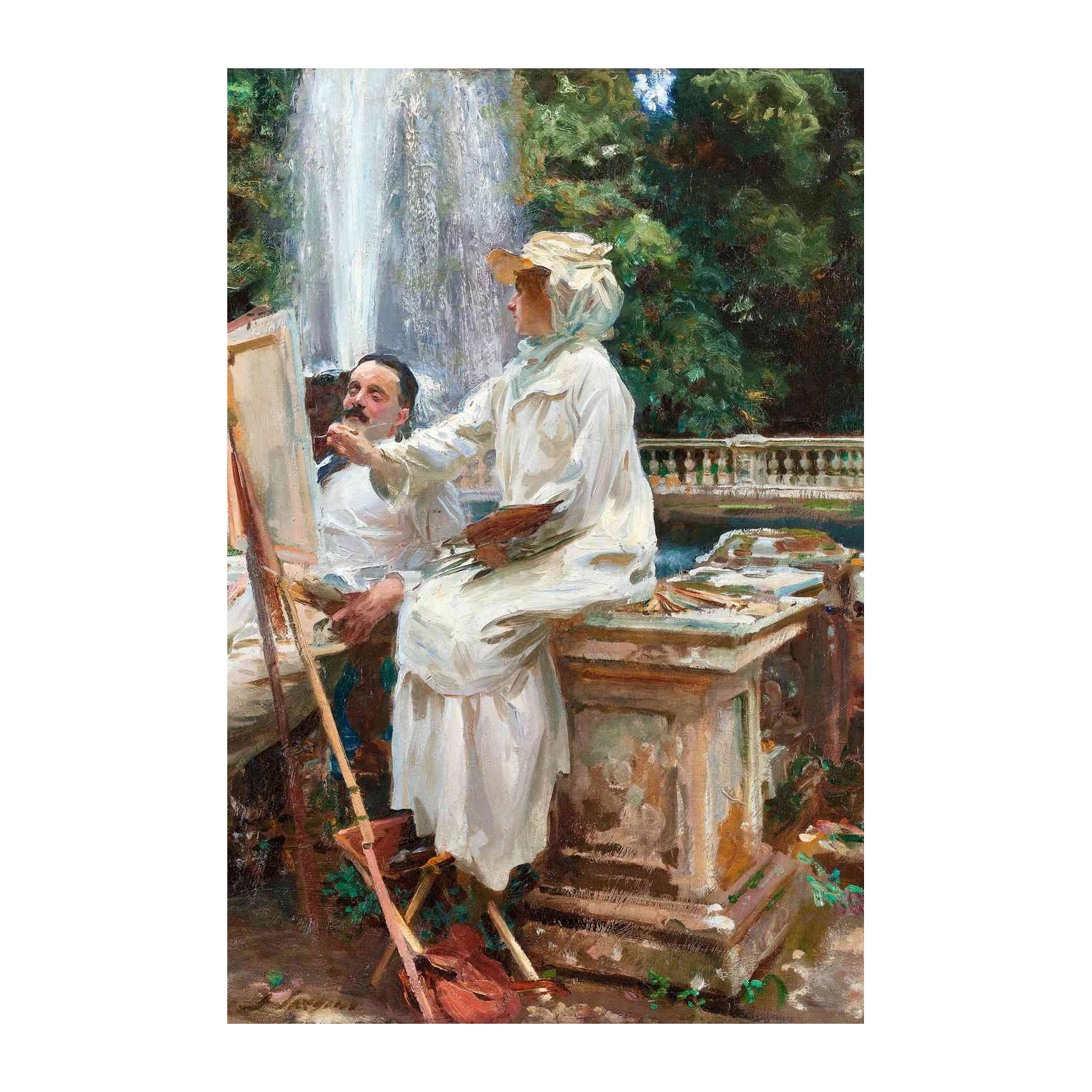 Impressionist Artist Couple Fountain Wall Art
