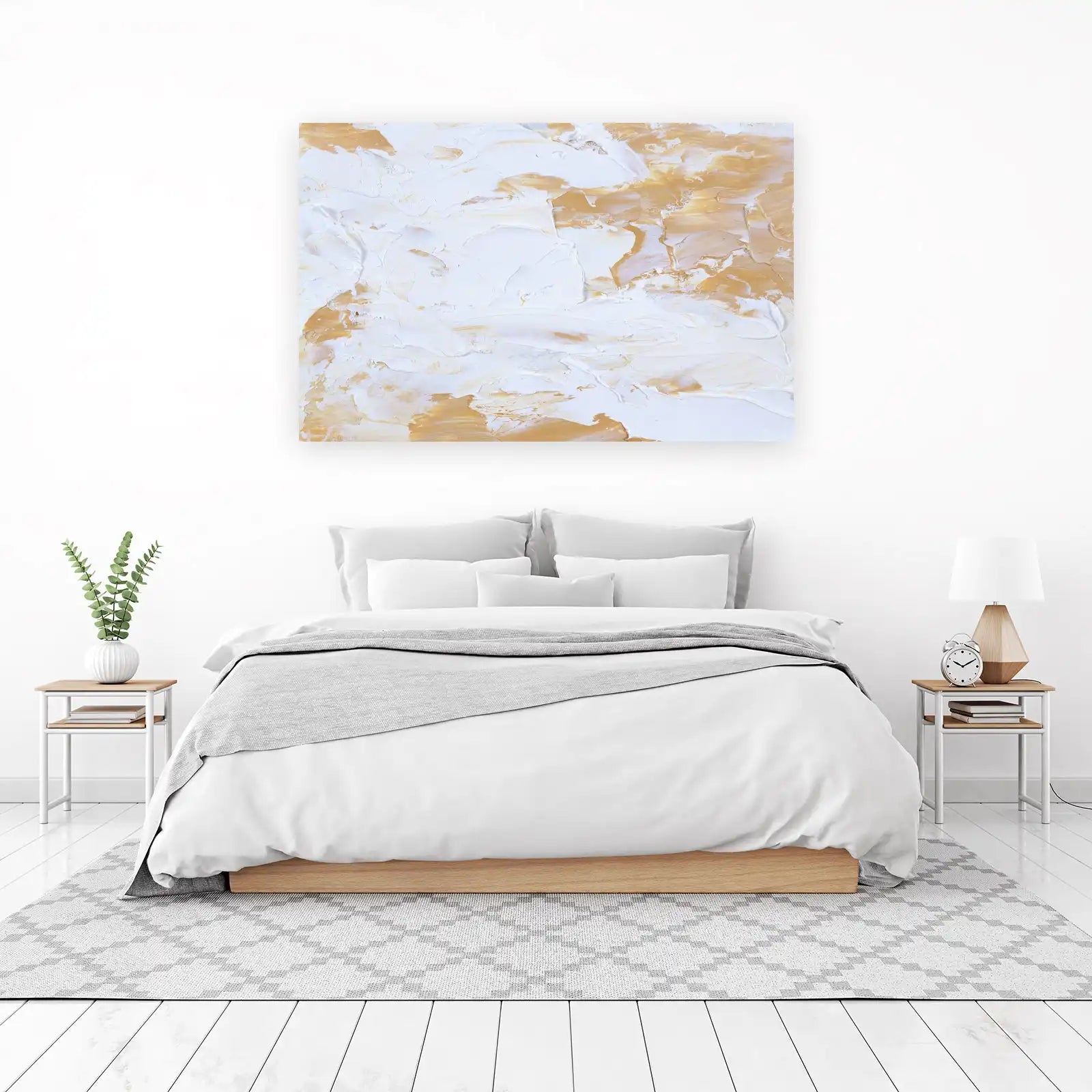 Elegant Gold & White Abstract Textured Wall Art