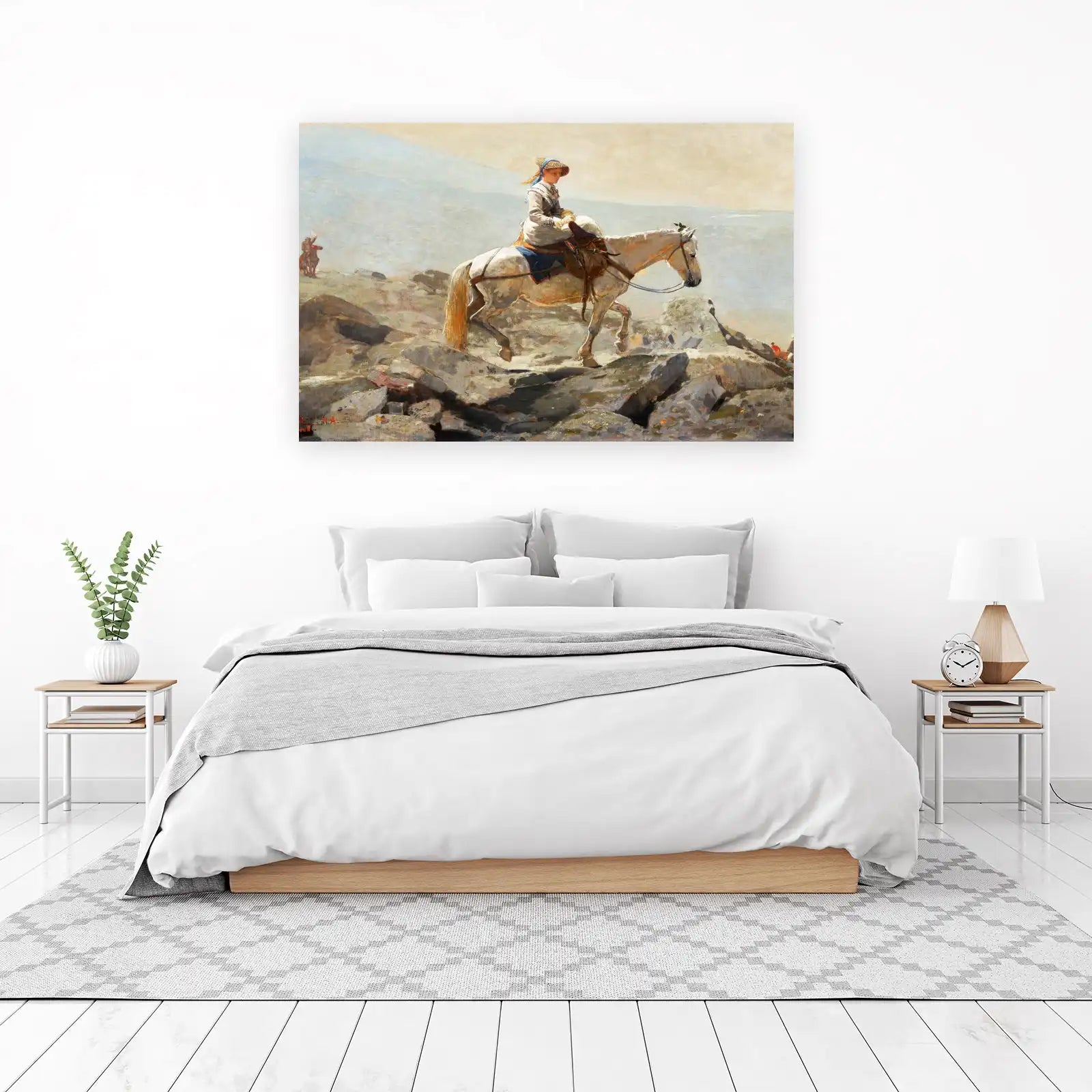 Woman on Horseback Rocky Landscape Wall Art