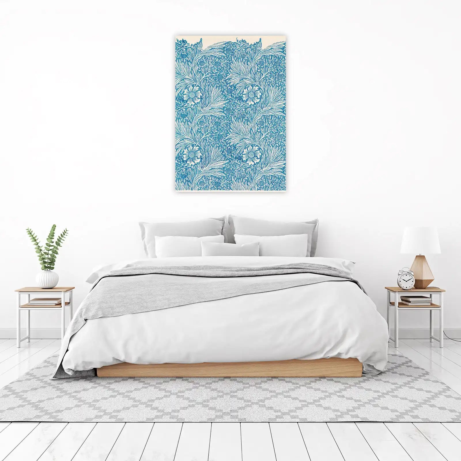 Blue Floral William Morris Style Wall Art