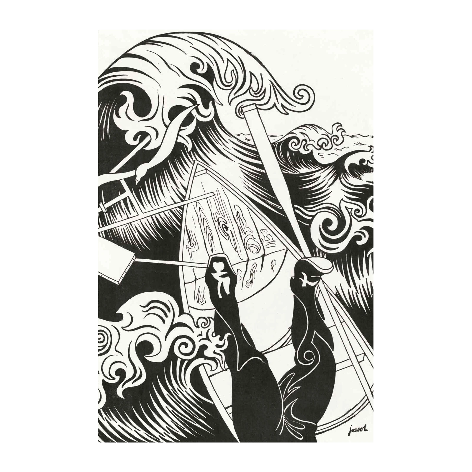 Dramatic Boat Struggle Art Wall Art