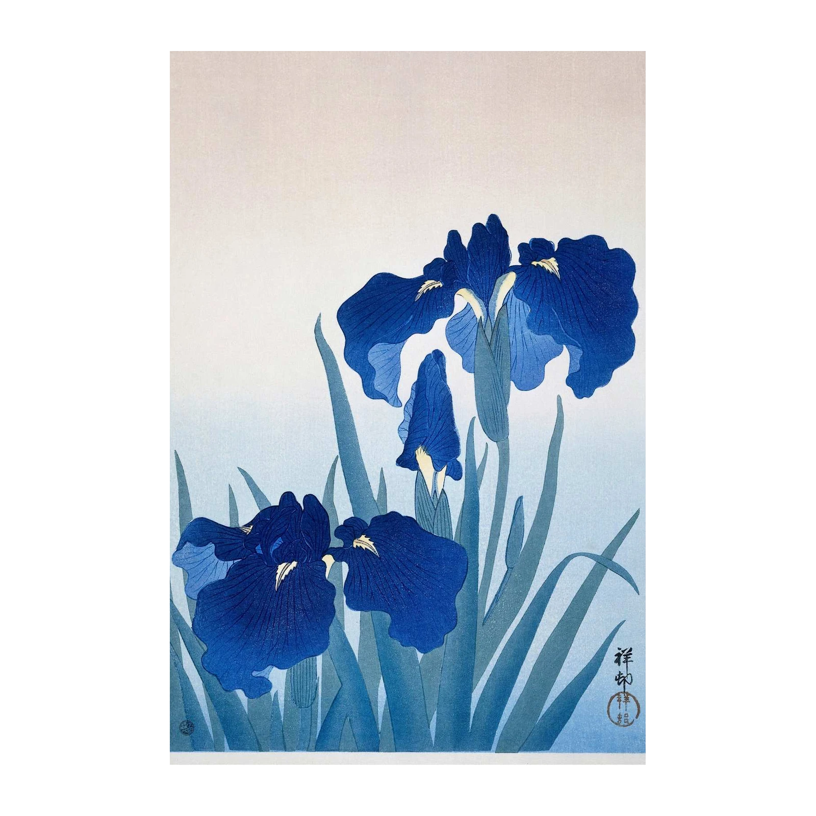 Vibrant Blue Irises Wall Art - Japanese Art