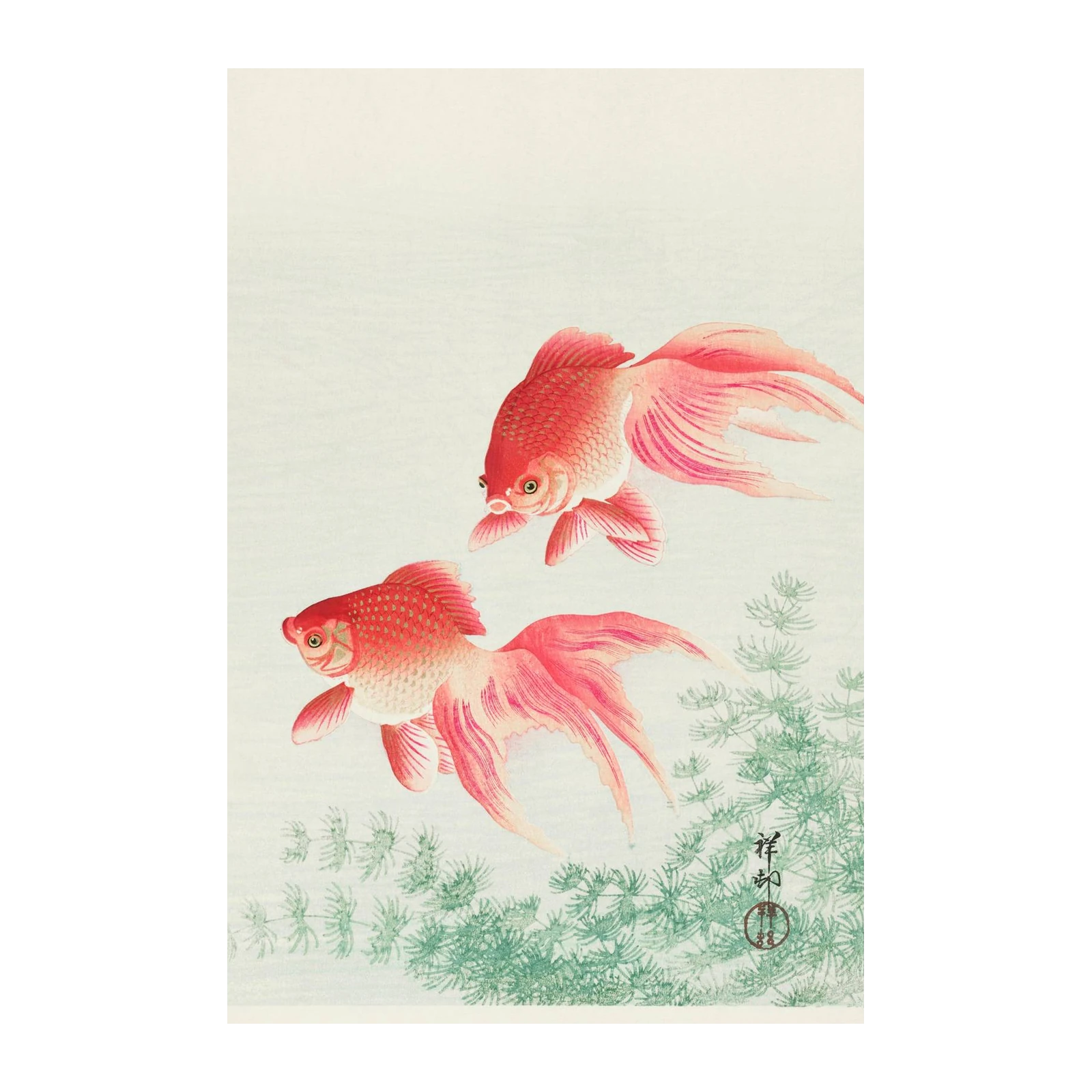 Elegant Red Goldfish Flowing Waters Wall Art