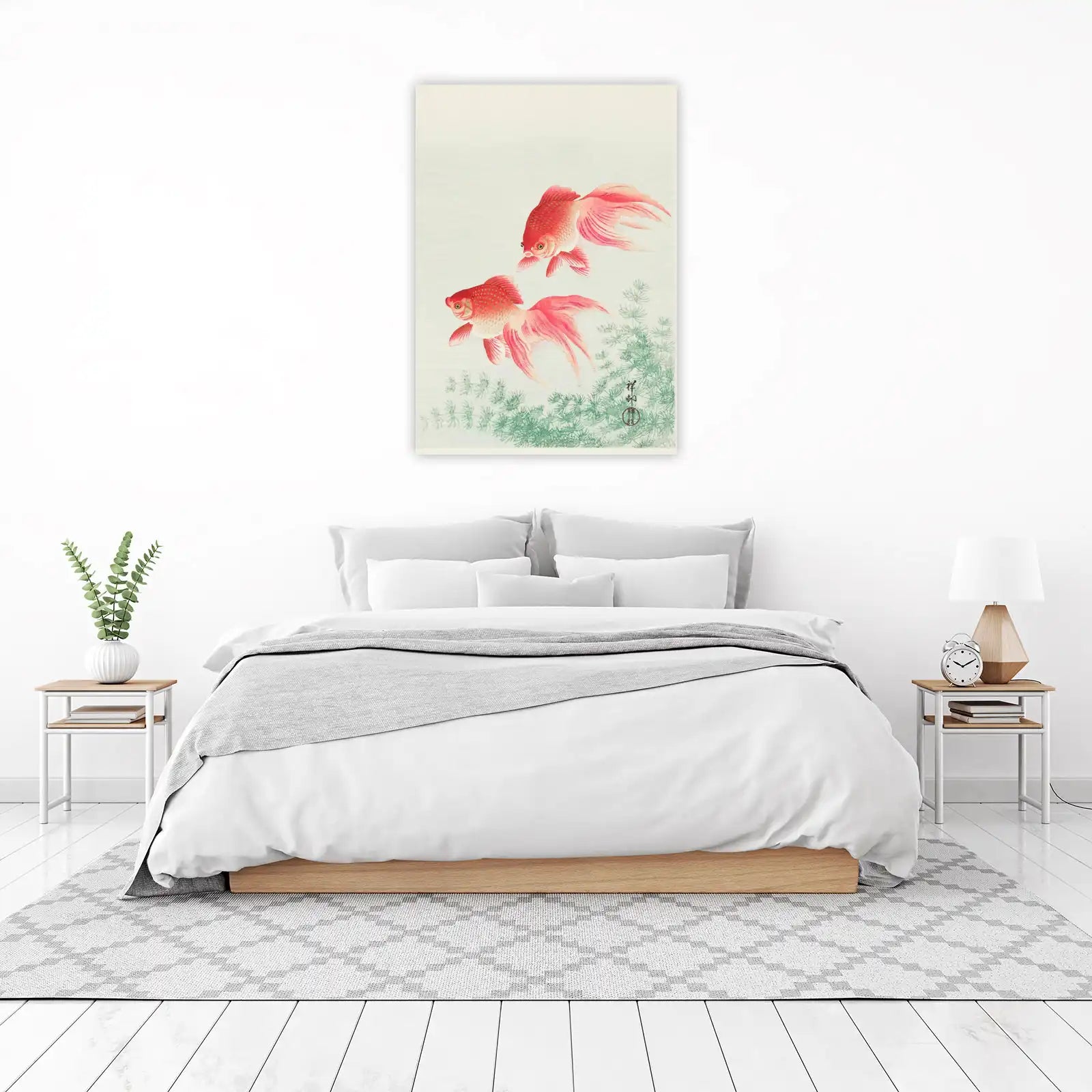 Elegant Red Goldfish Flowing Waters Wall Art