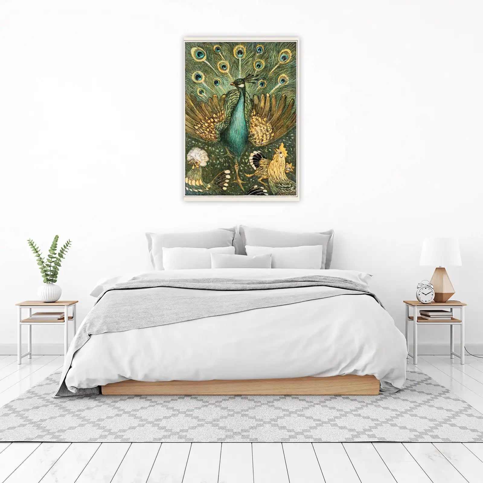 Majestic Peacock & Hens Vintage Art Wall Art