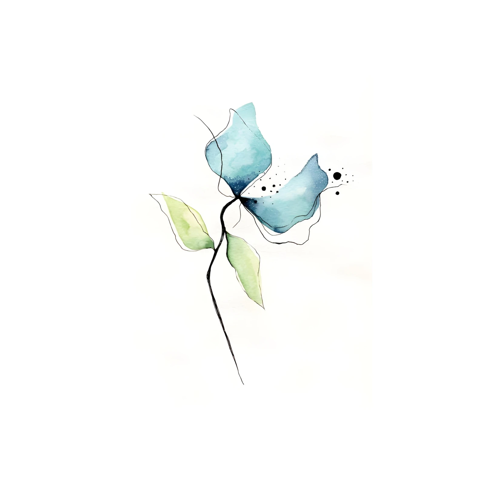 Serene Blue Floral Watercolor Wall Art
