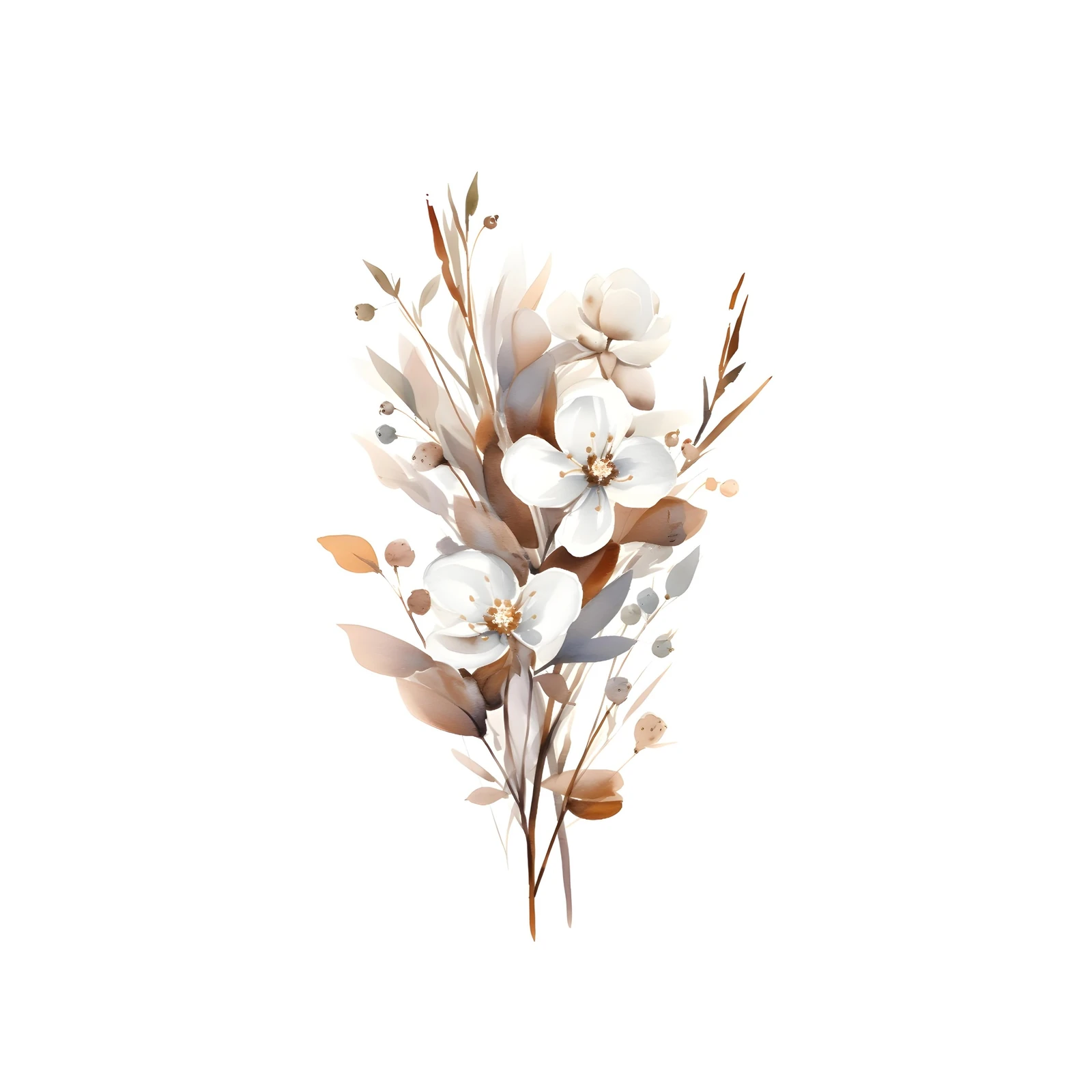 Elegant White Floral Bouquet Wall Art