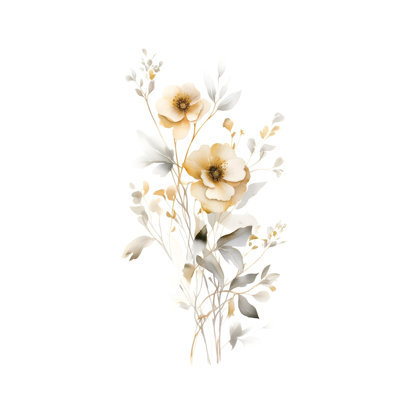 Elegant Floral Botanical Watercolor Wall Art