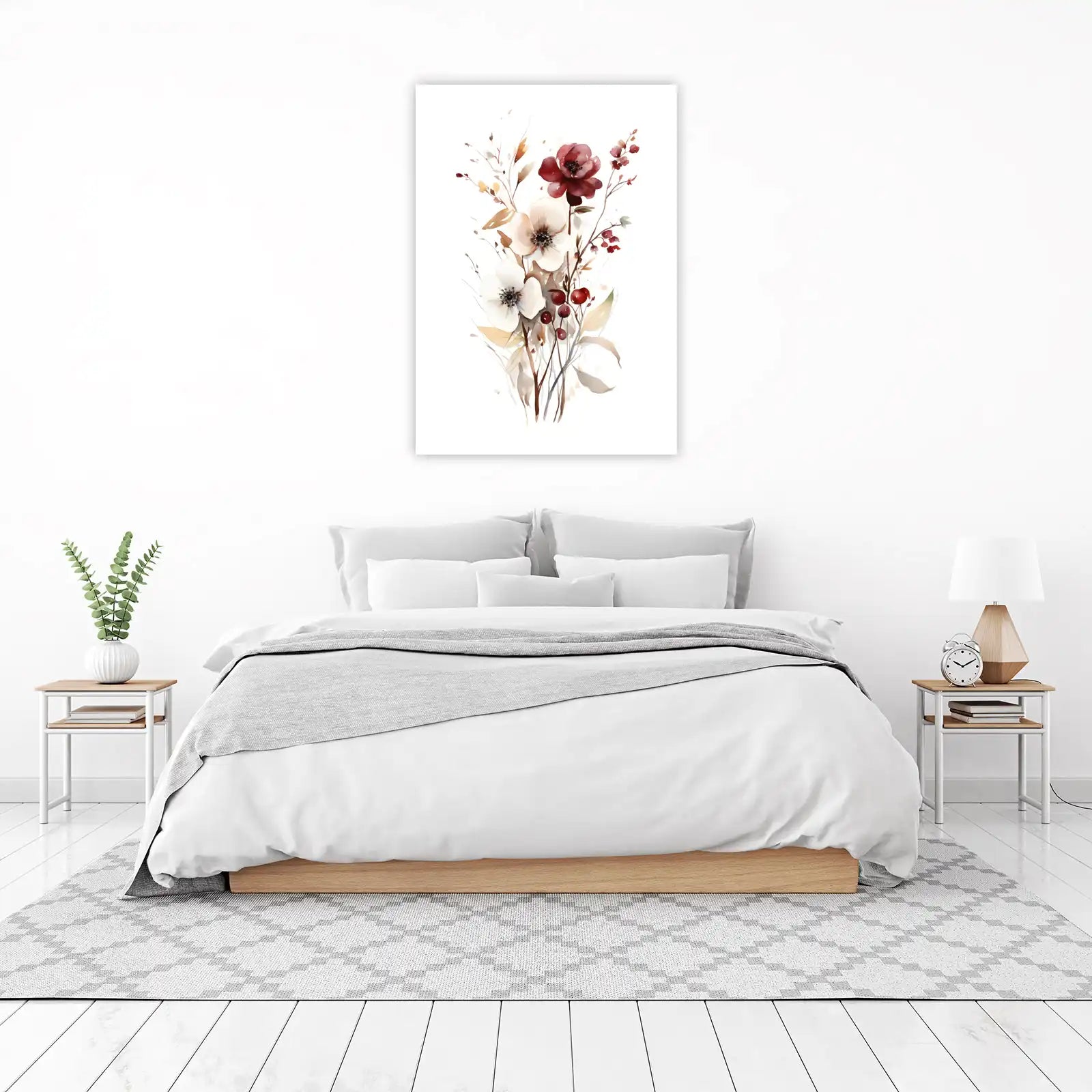 Elegant Floral Bouquet Watercolor Wall Art