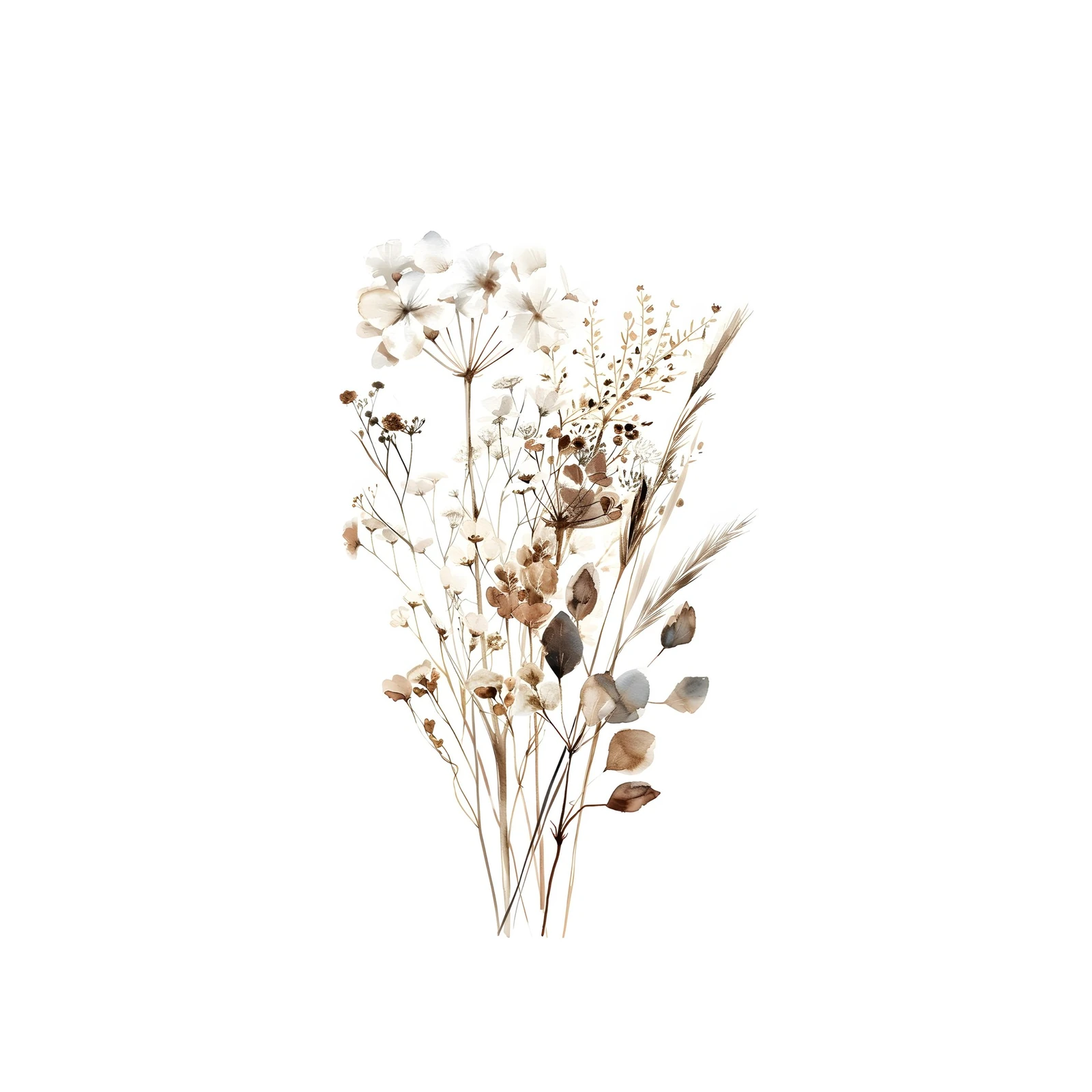 Earthy Botanical Watercolor Meadow Wall Art