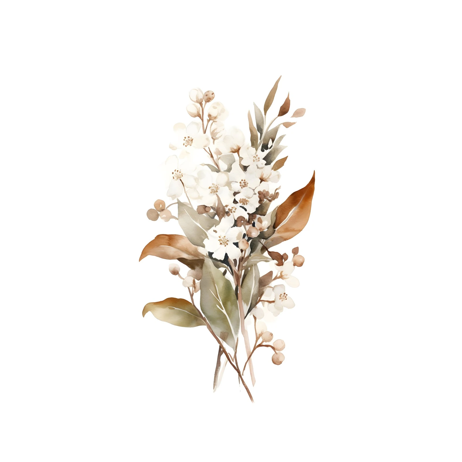 Soft White Floral Botanical Watercolor Wall Art