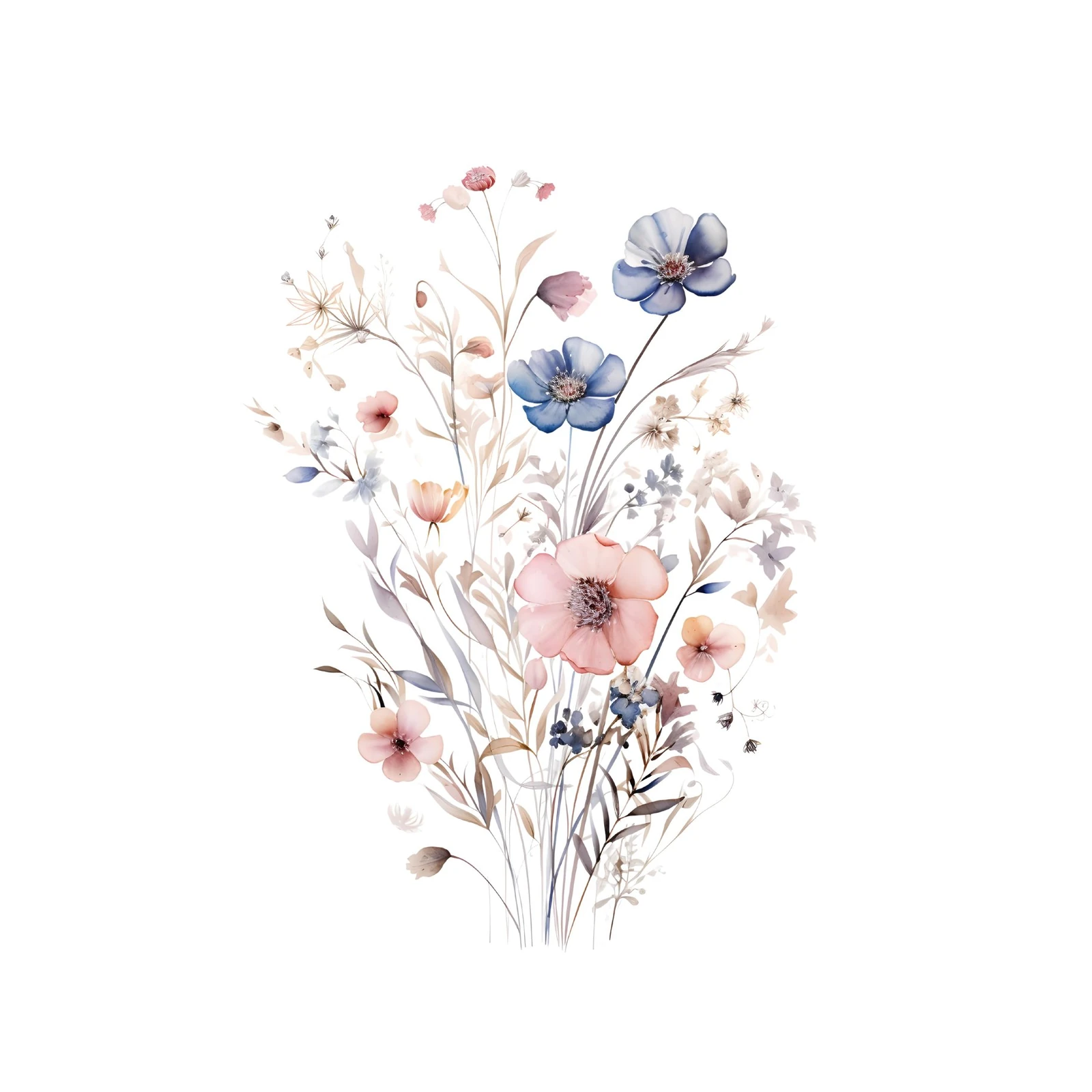 Serene Meadow Blooms Watercolor Wall Art