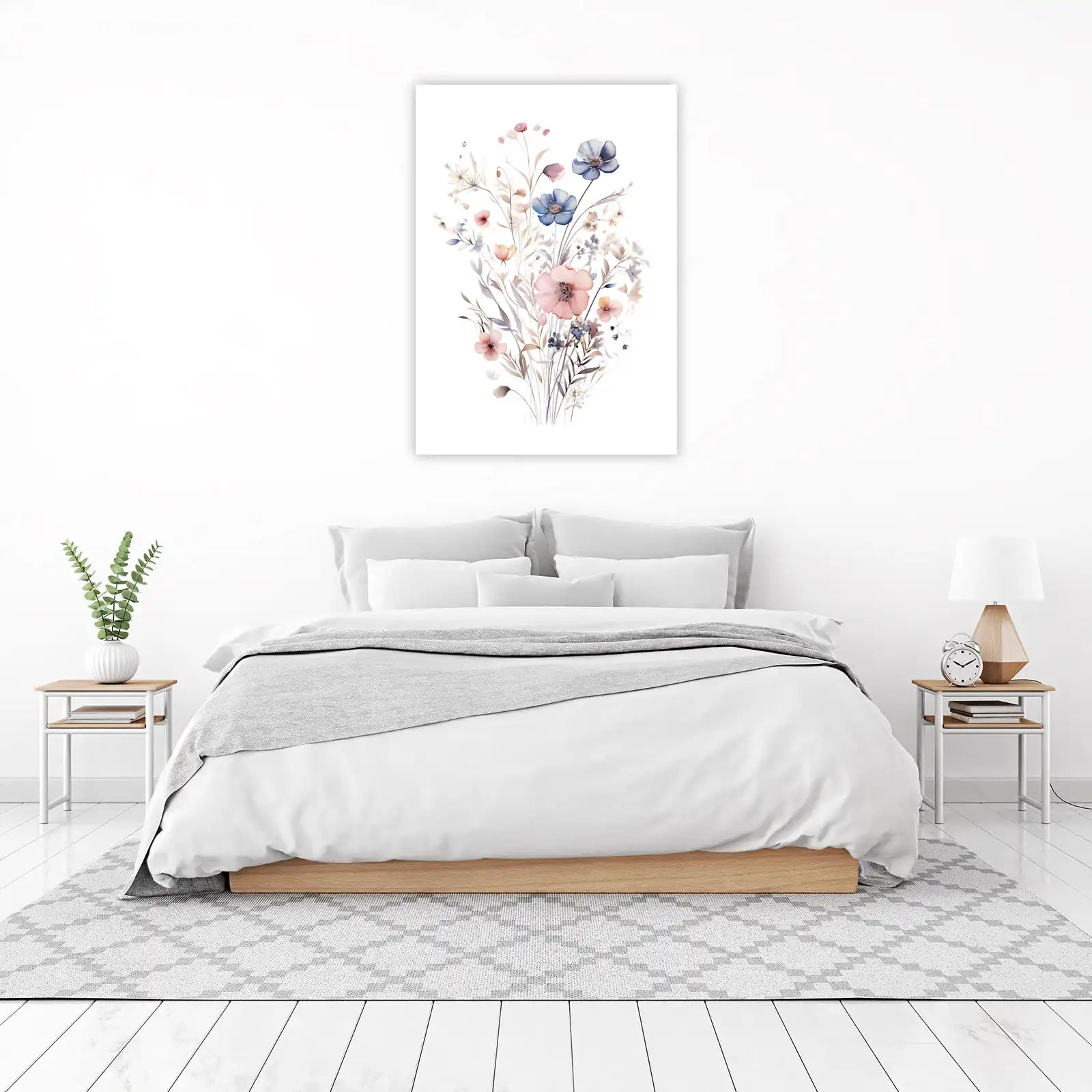 Serene Meadow Blooms Watercolor Wall Art