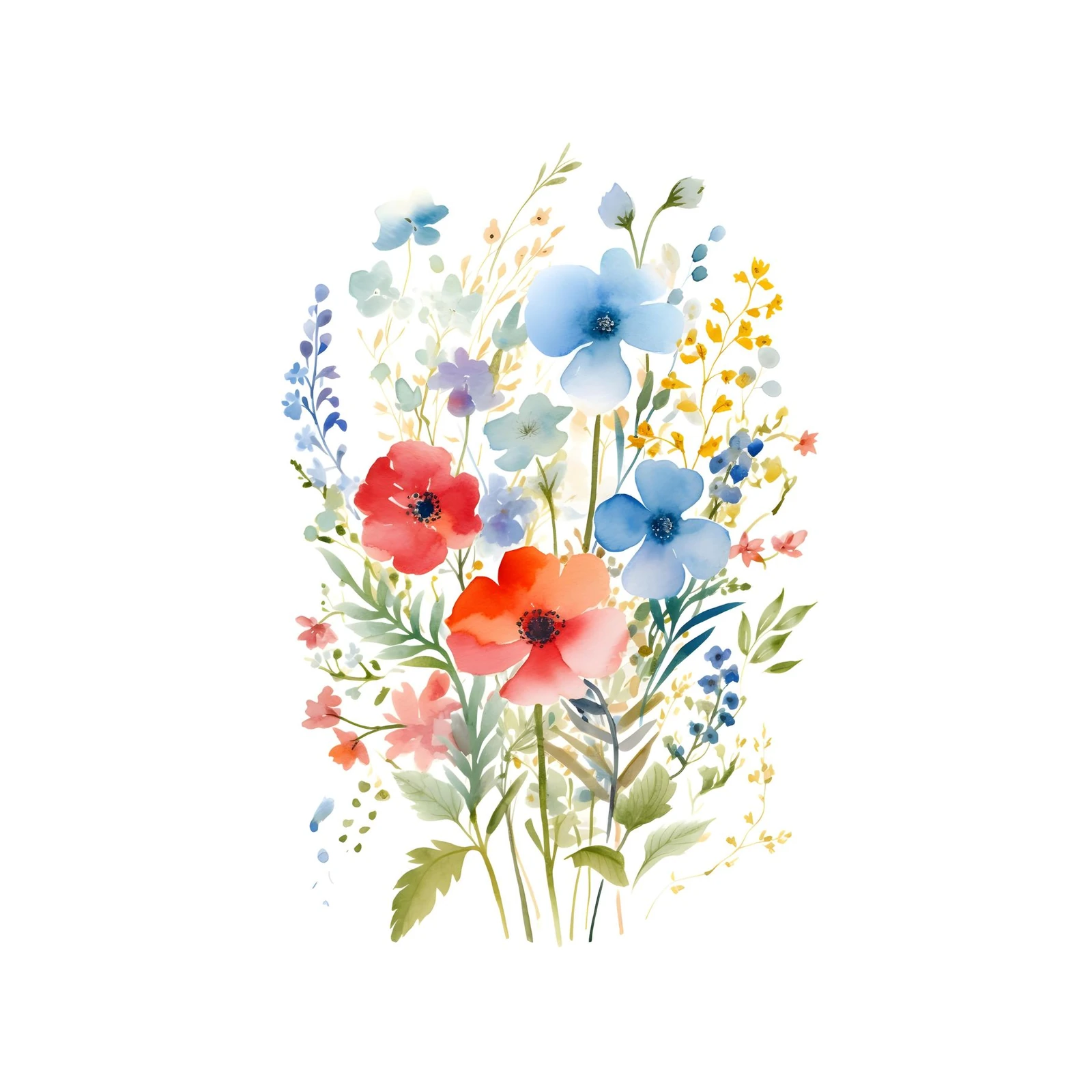 Vibrant Watercolor Floral Meadow Wall Art