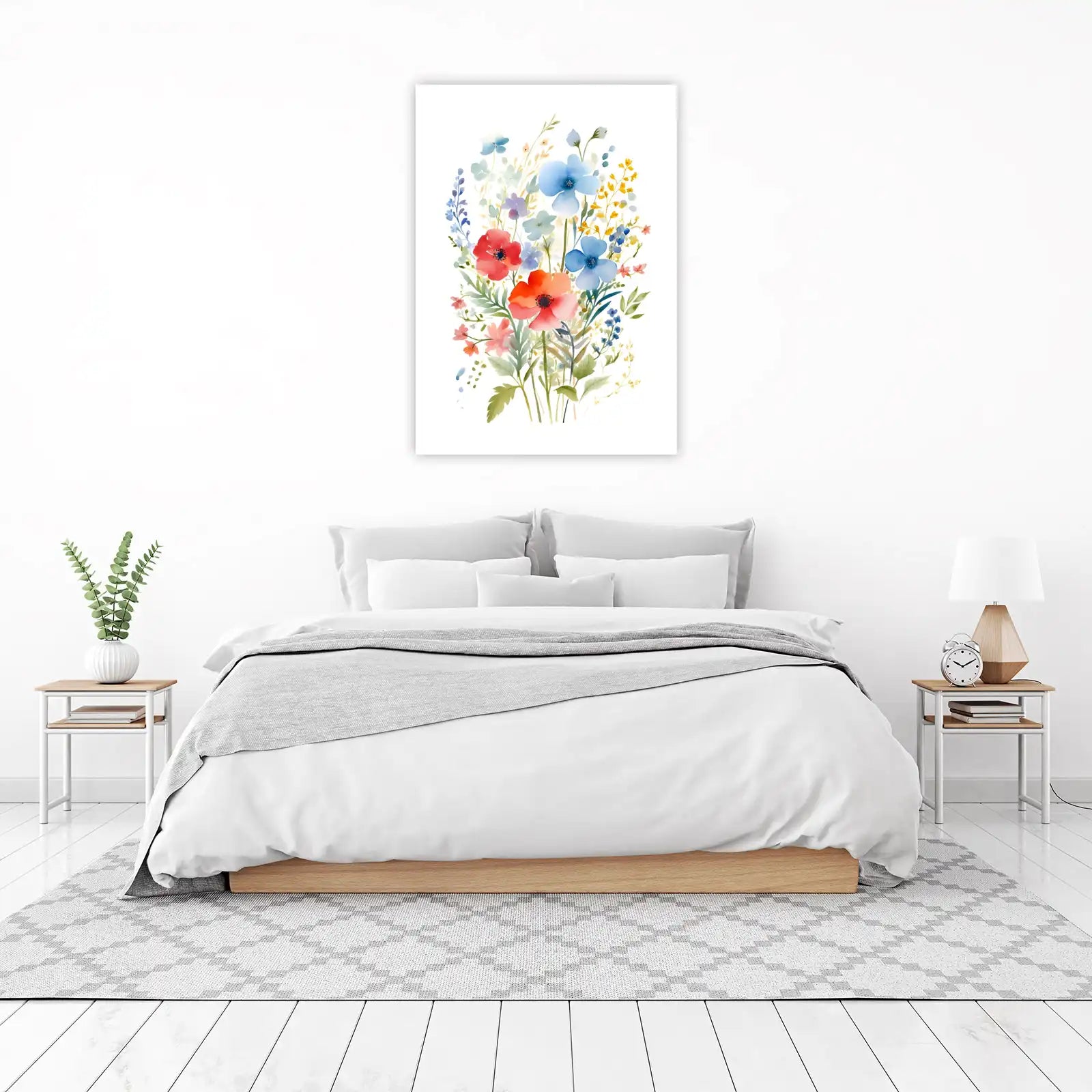 Vibrant Watercolor Floral Meadow Wall Art