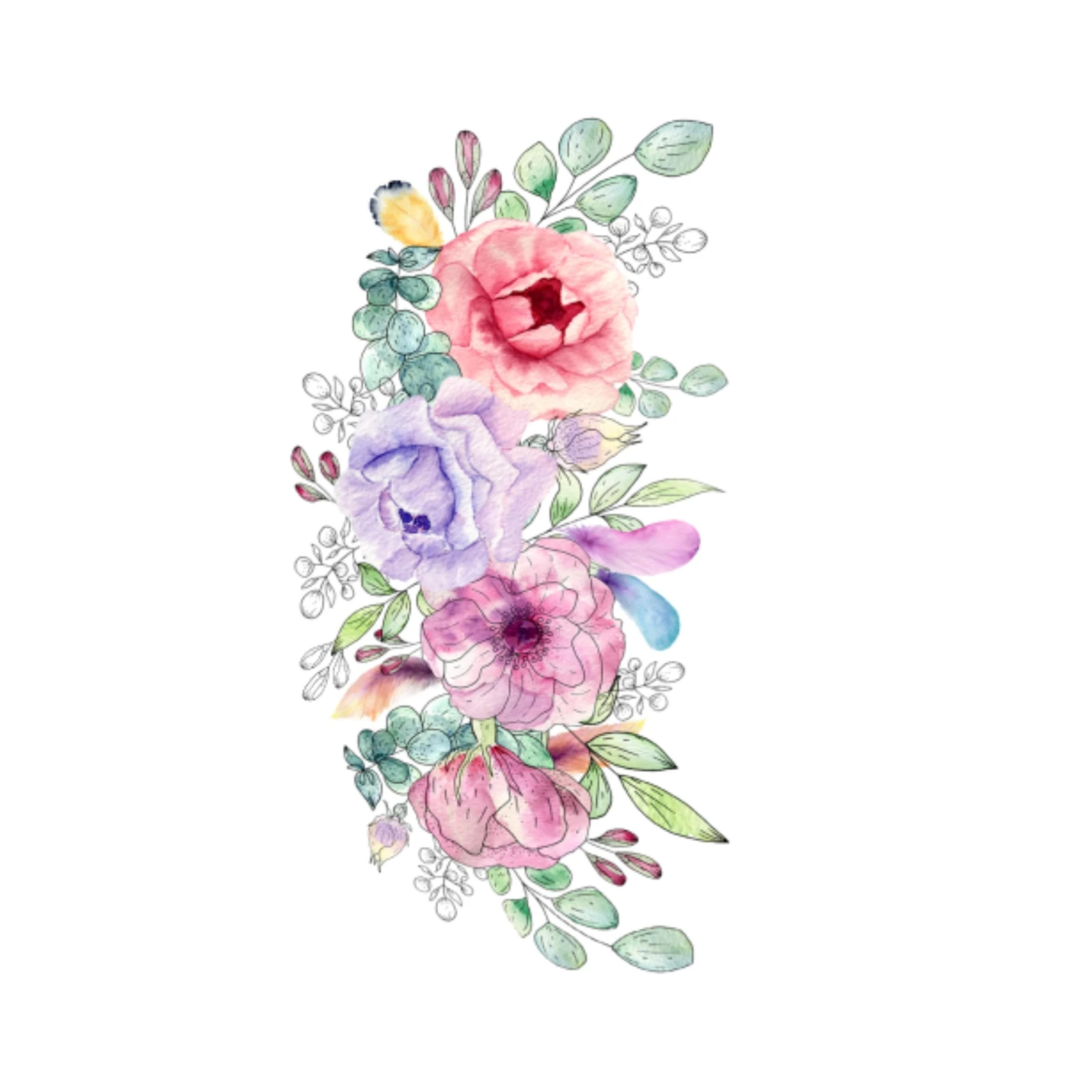 Elegant Floral Bouquet Watercolor Wall Art