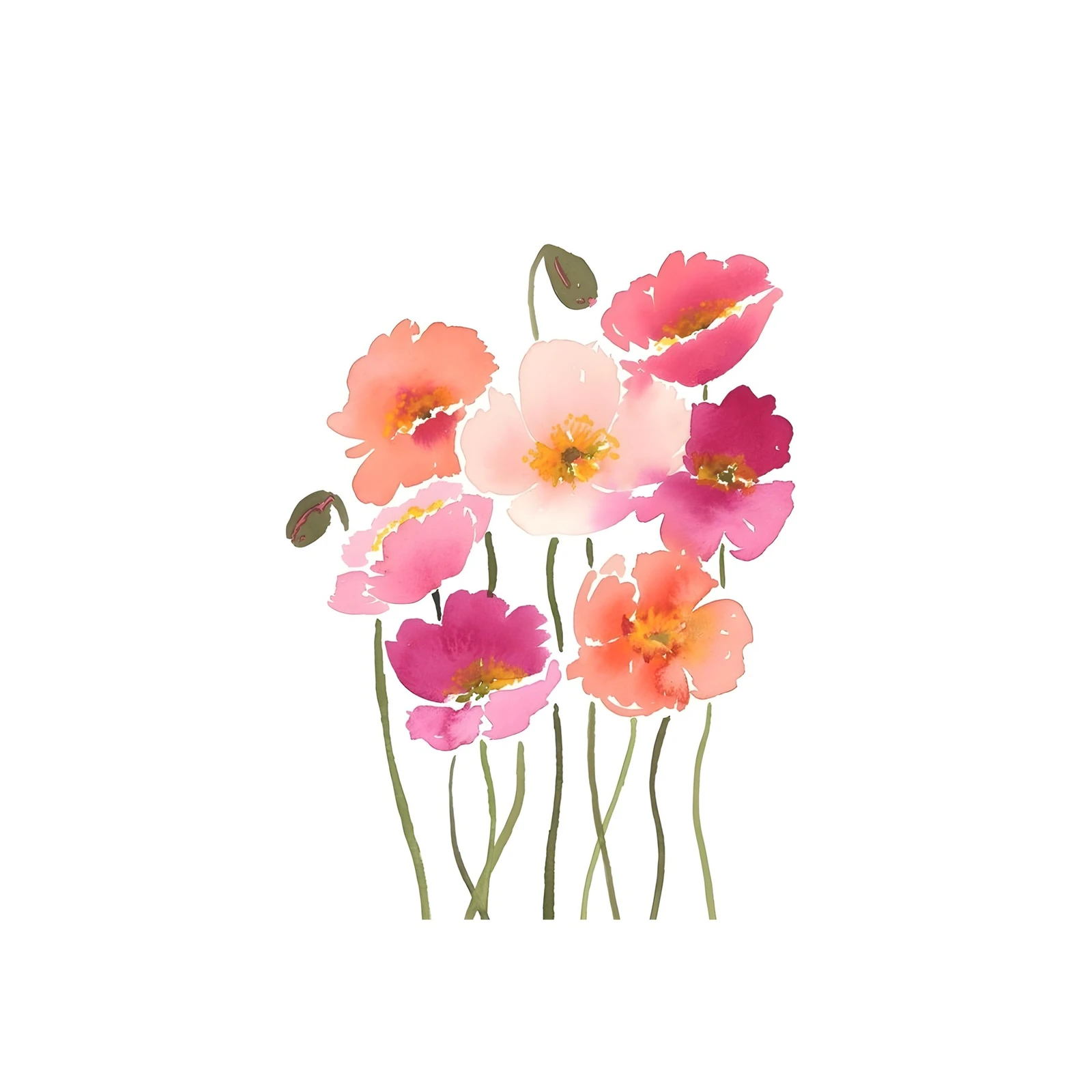 Vibrant Floral Watercolor Poppy Wall Art