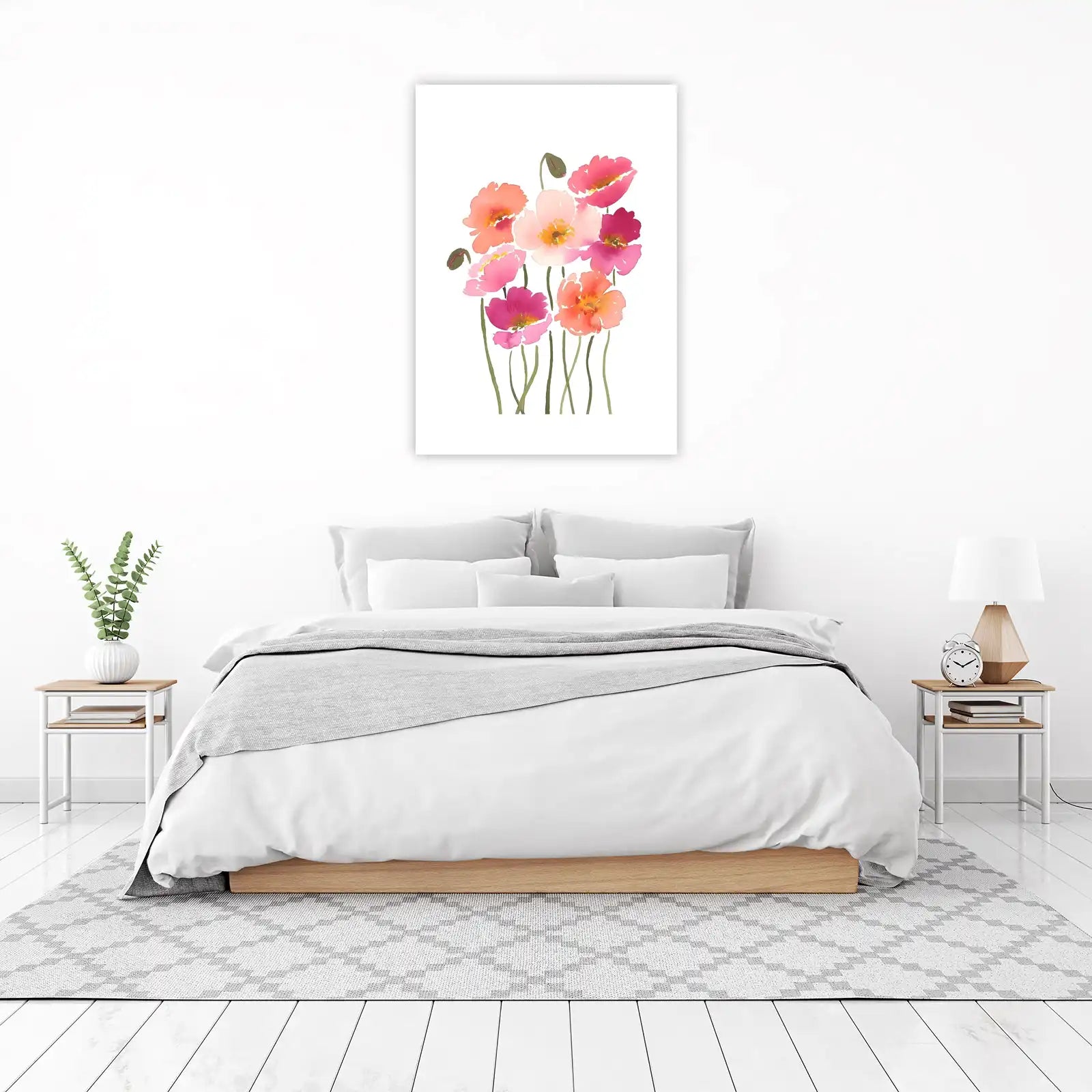 Vibrant Floral Watercolor Poppy Wall Art