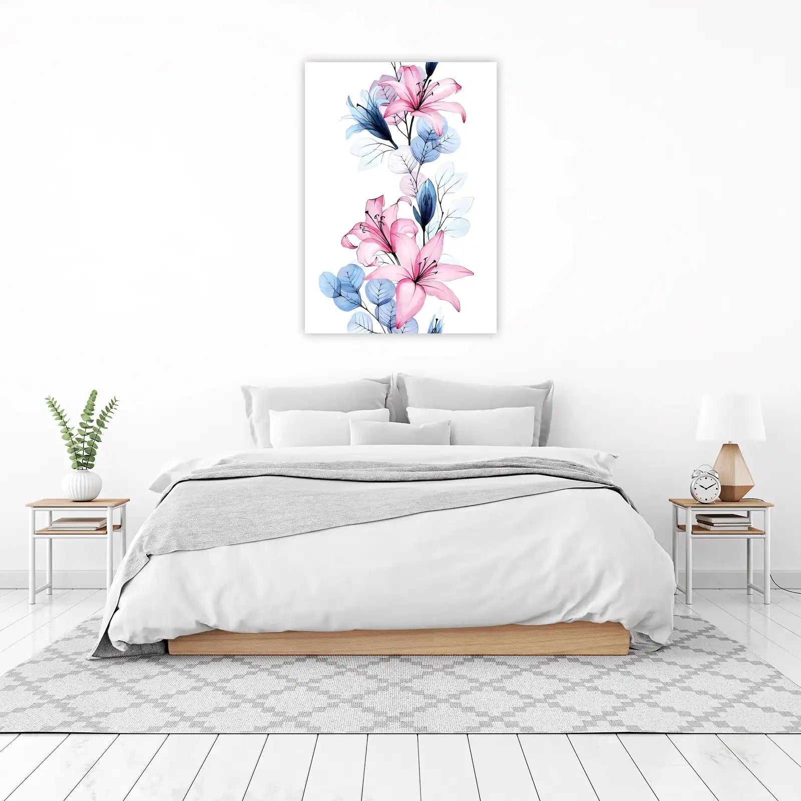 Pink & Blue Lily Floral Border Wall Art