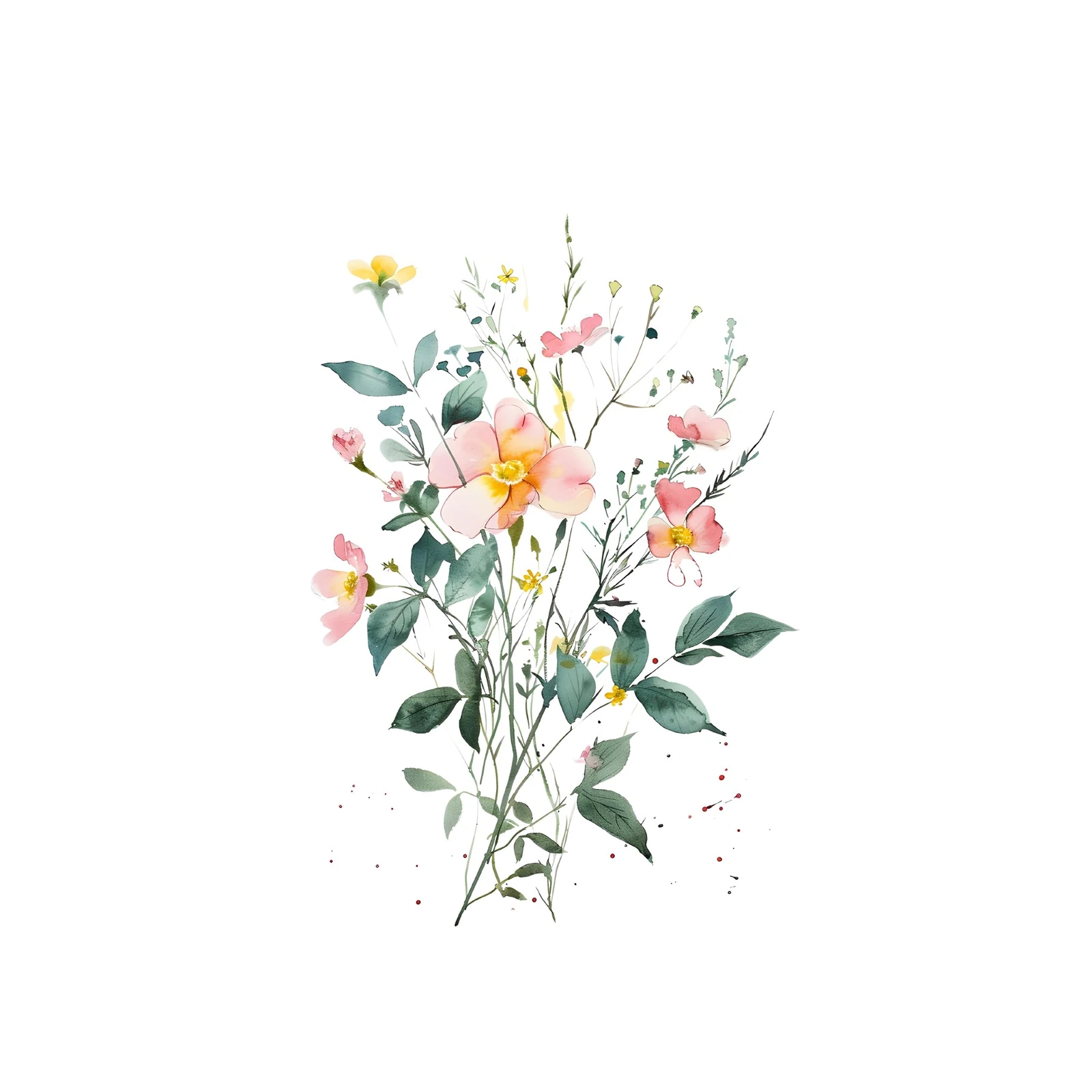 Delicate Watercolor Floral Meadow Wall Art