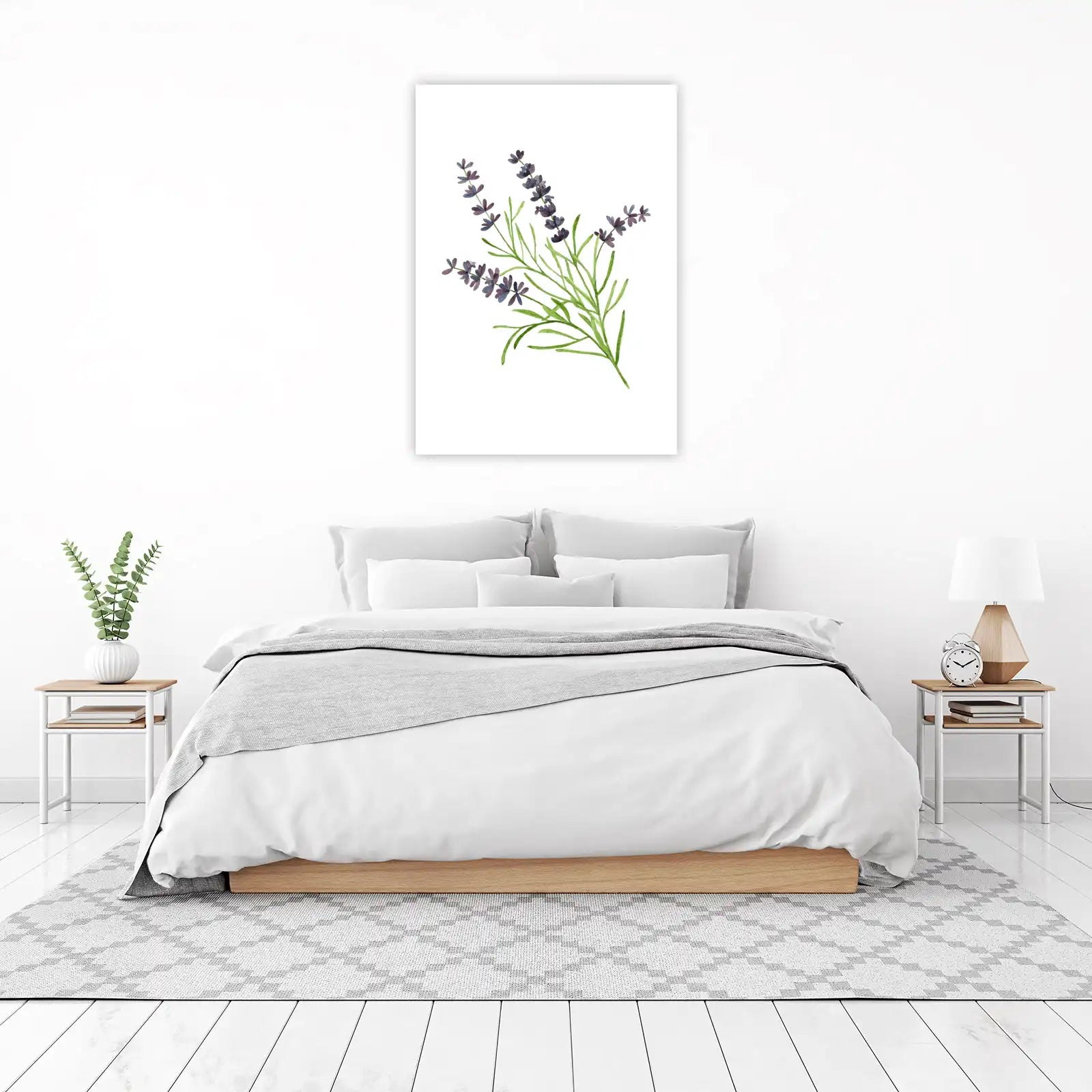 Elegant Lavender Sprig Watercolor Wall Art