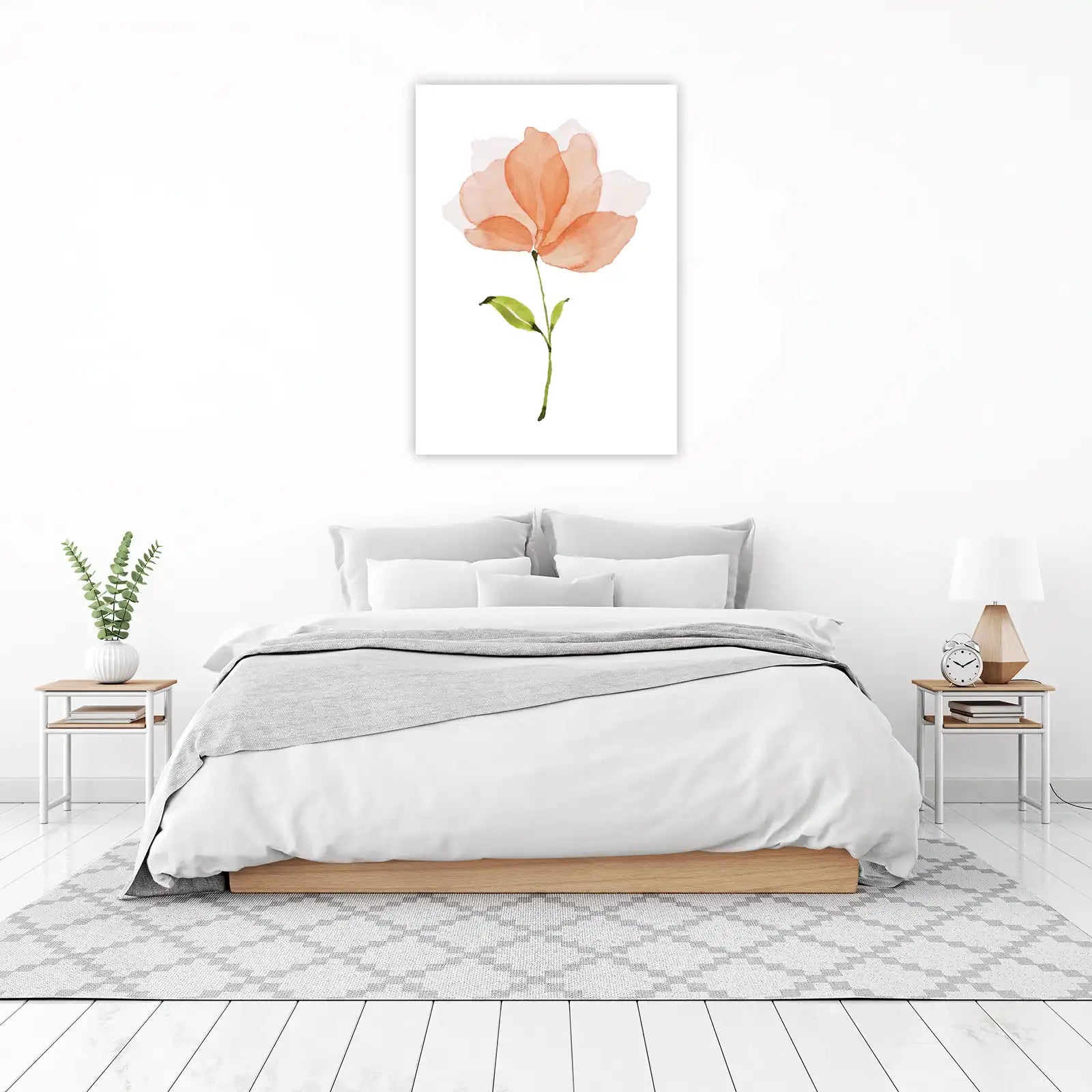 Soft Peach Floral Watercolor Wall Art