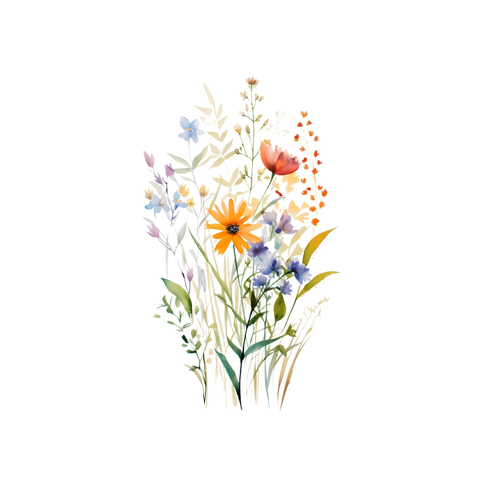 Vibrant Meadow Flowers Watercolor Wall Art