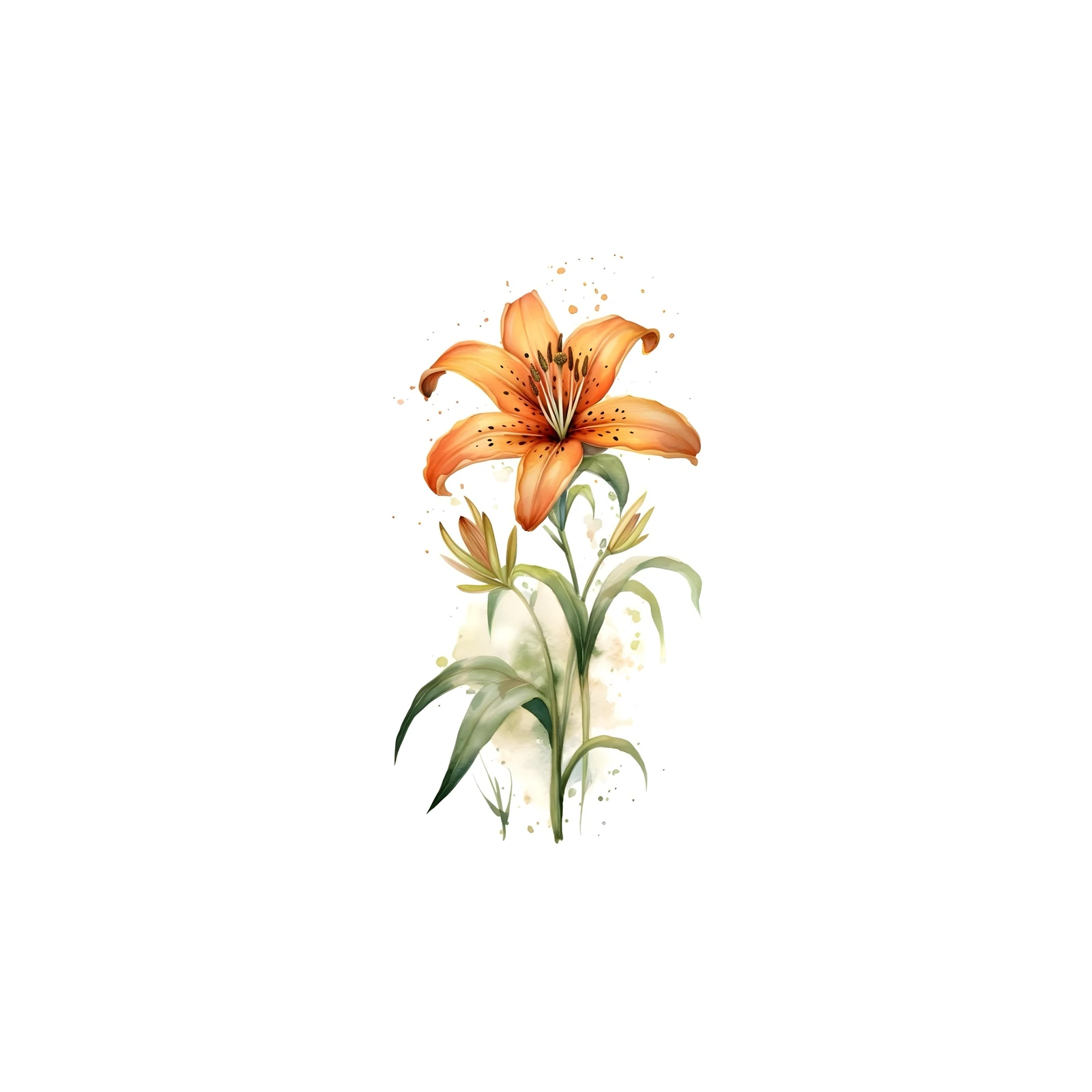Vibrant Orange Lily Botanical Watercolor Wall Art