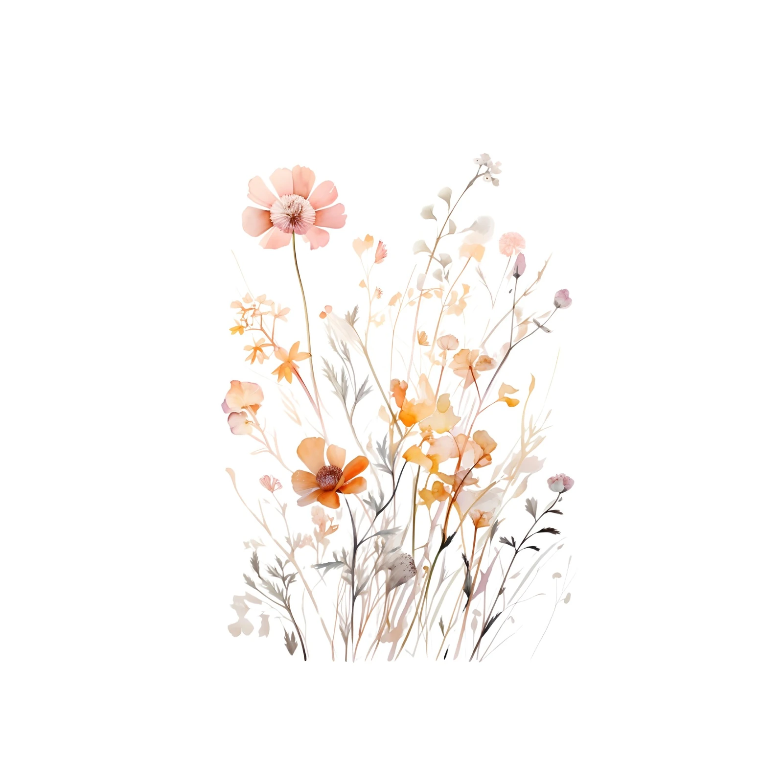 Soft Watercolor Floral Meadow Wall Art