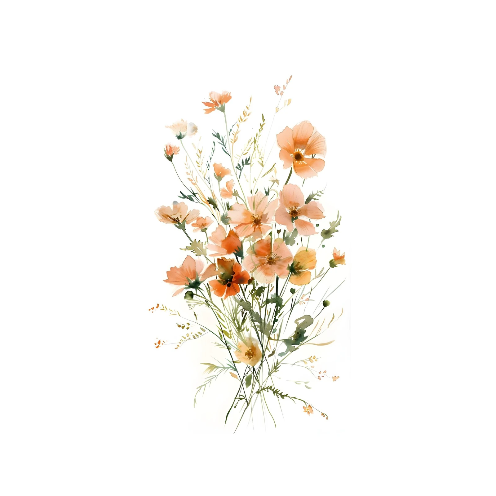 Ethereal Peach Wildflower Meadow Wall Art