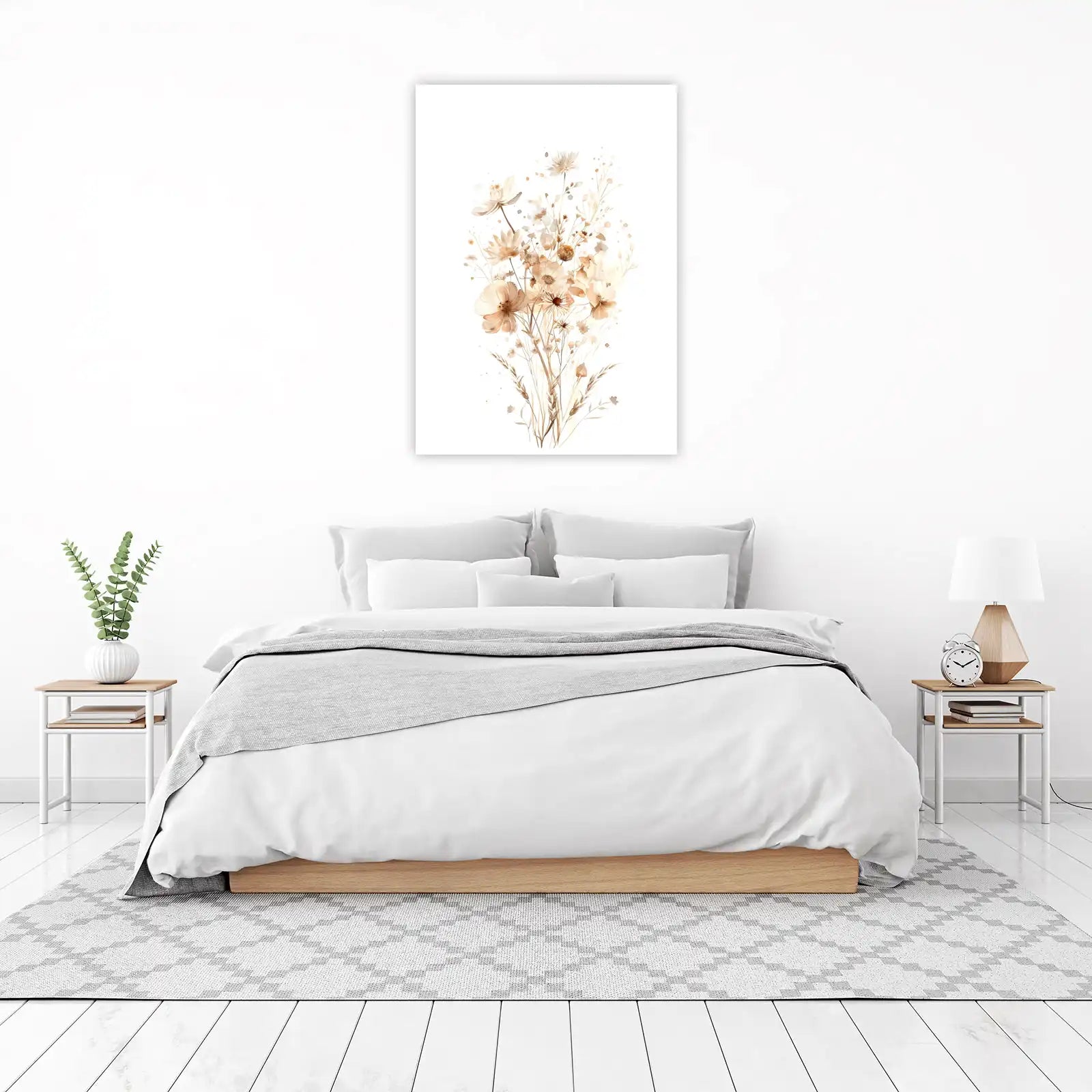 Boho Meadow Flowers Watercolor Wall Art