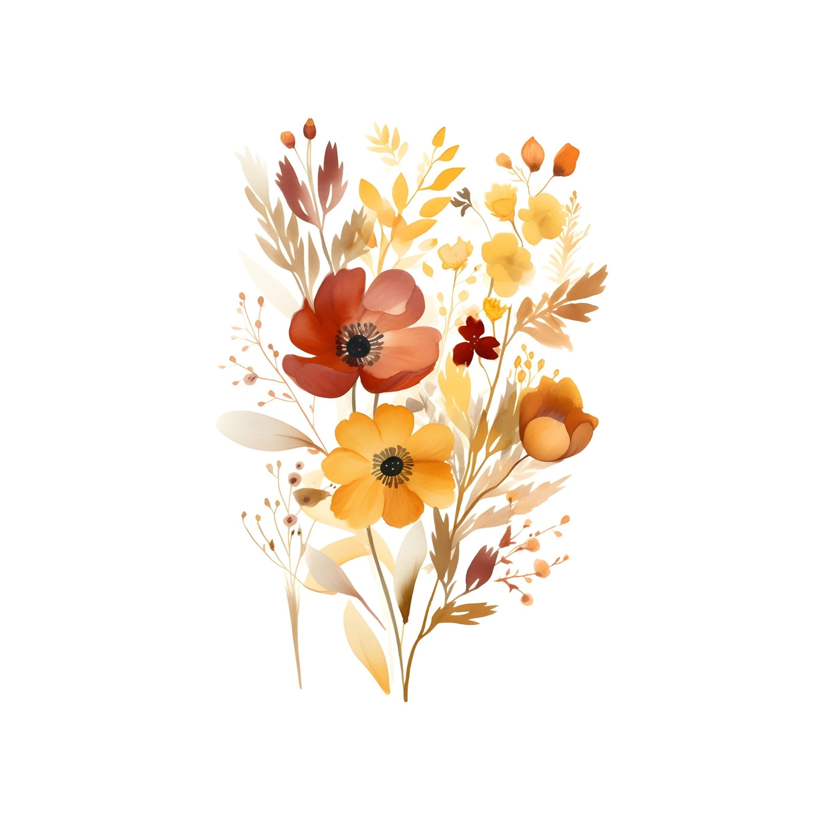 Autumn Floral Watercolor Wall Art