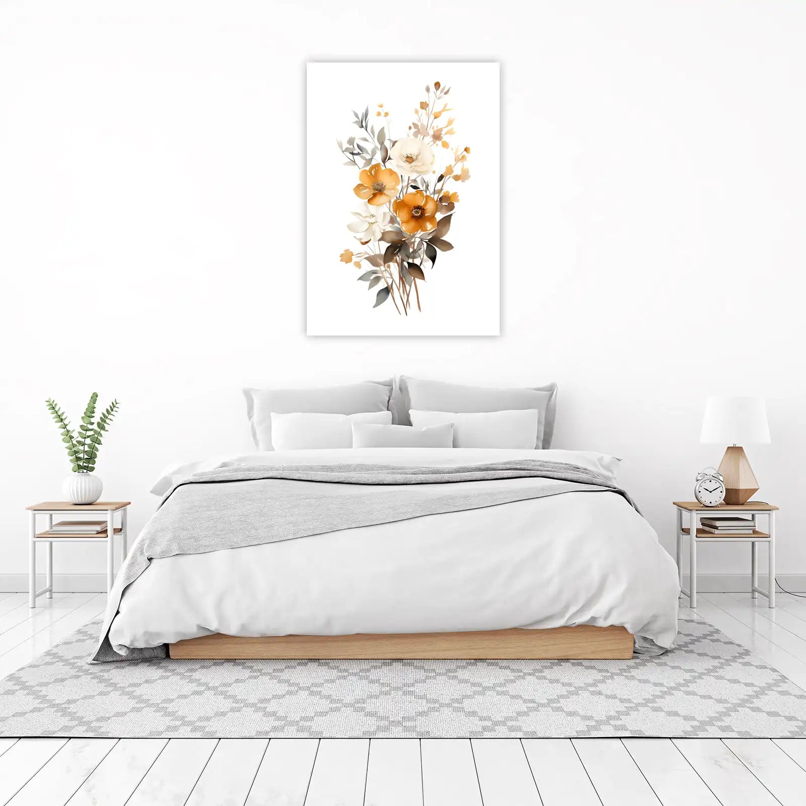 Earthy Floral Bouquet Watercolor Wall Art