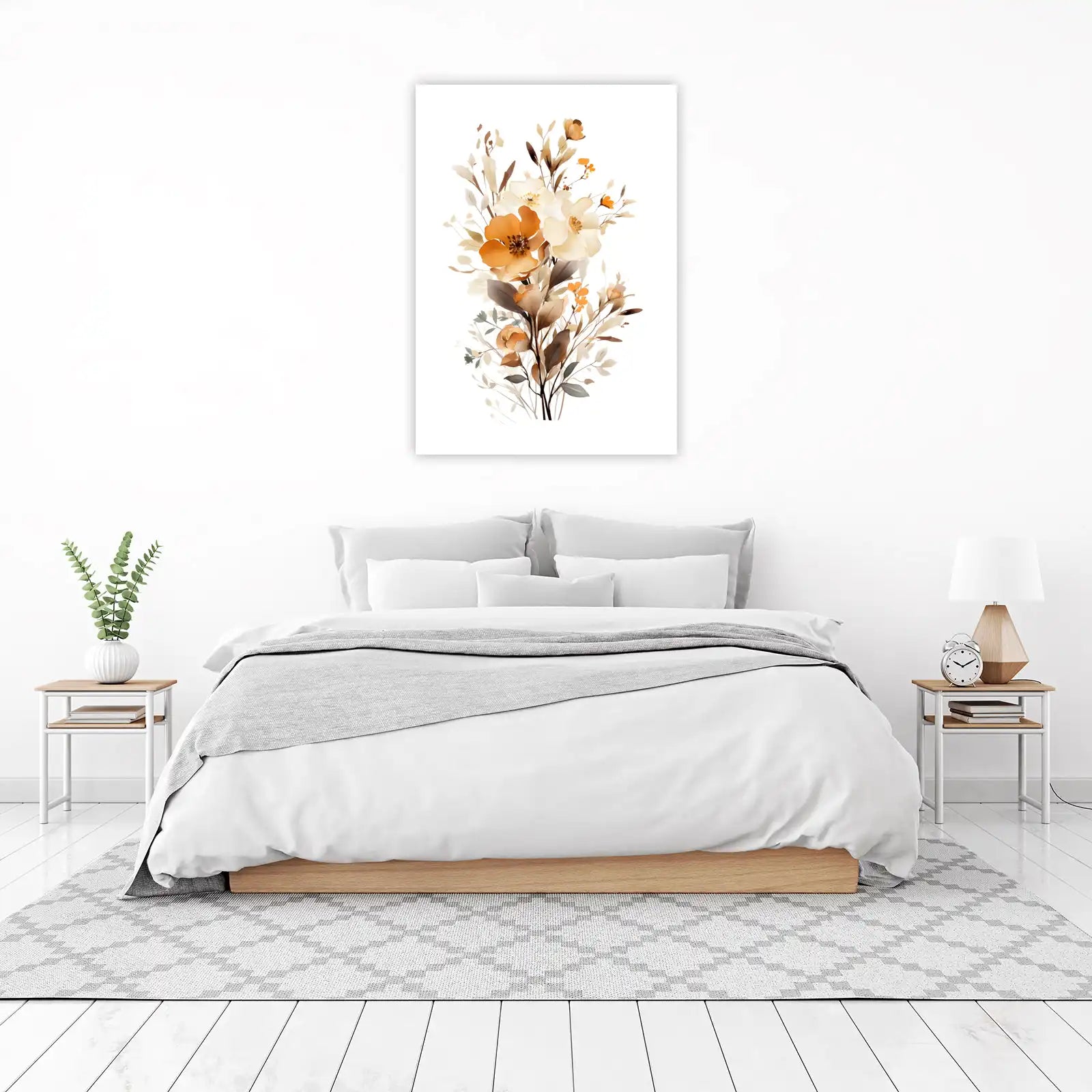 Elegant Autumn Floral Watercolor Wall Art