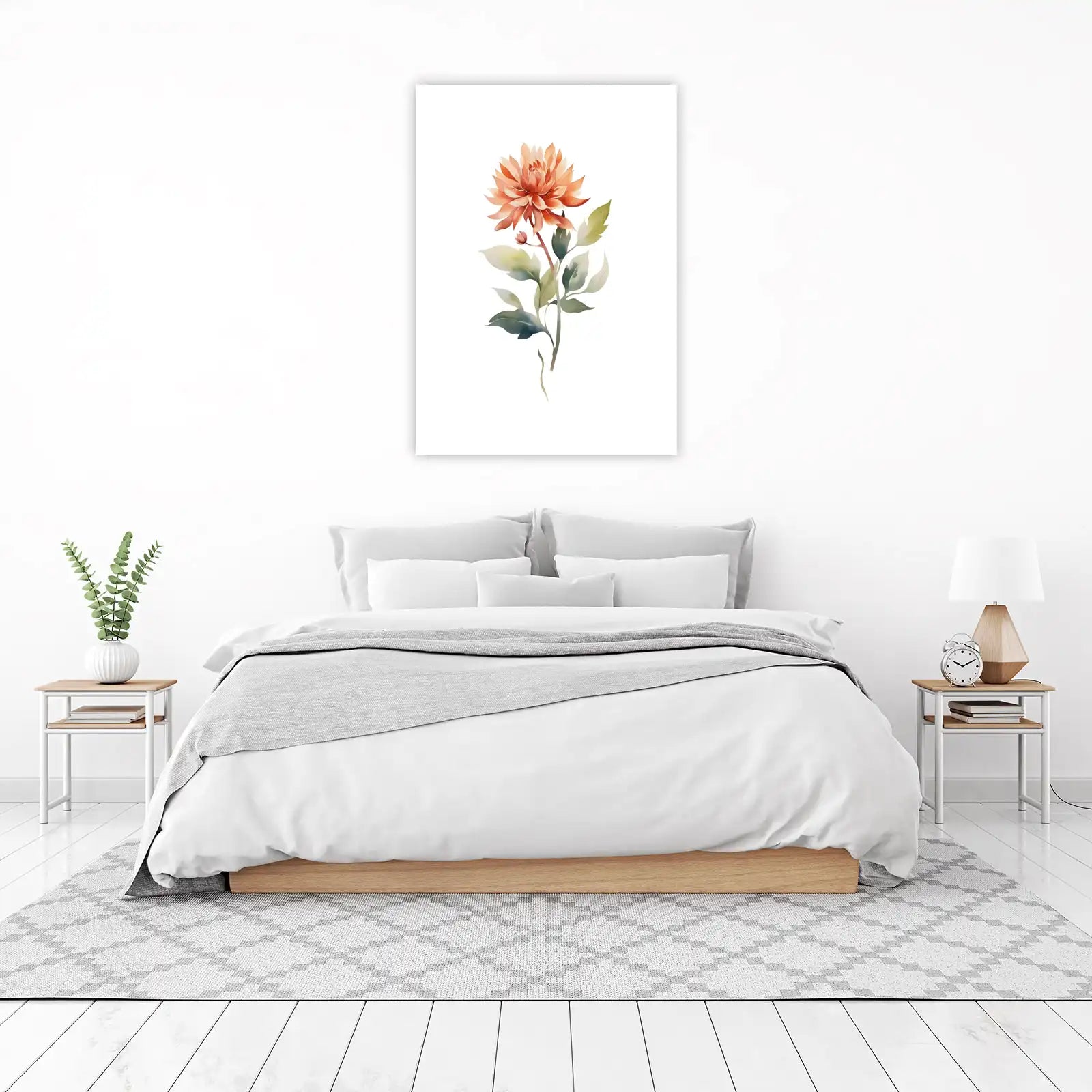 Watercolor Dahlia Bloom Wall Art - Floral Wall Art