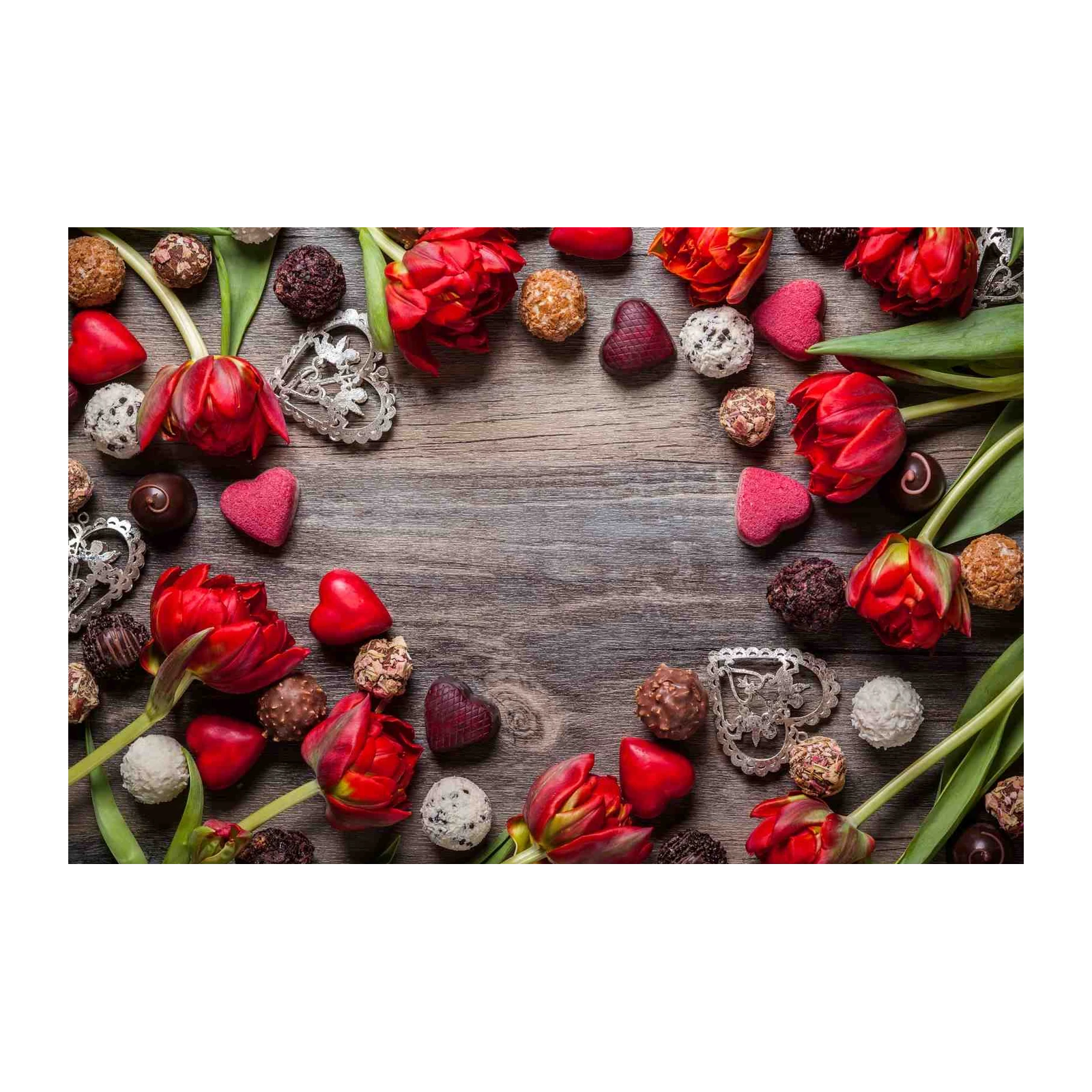 Romantic Red Tulips & Chocolates Wall Art