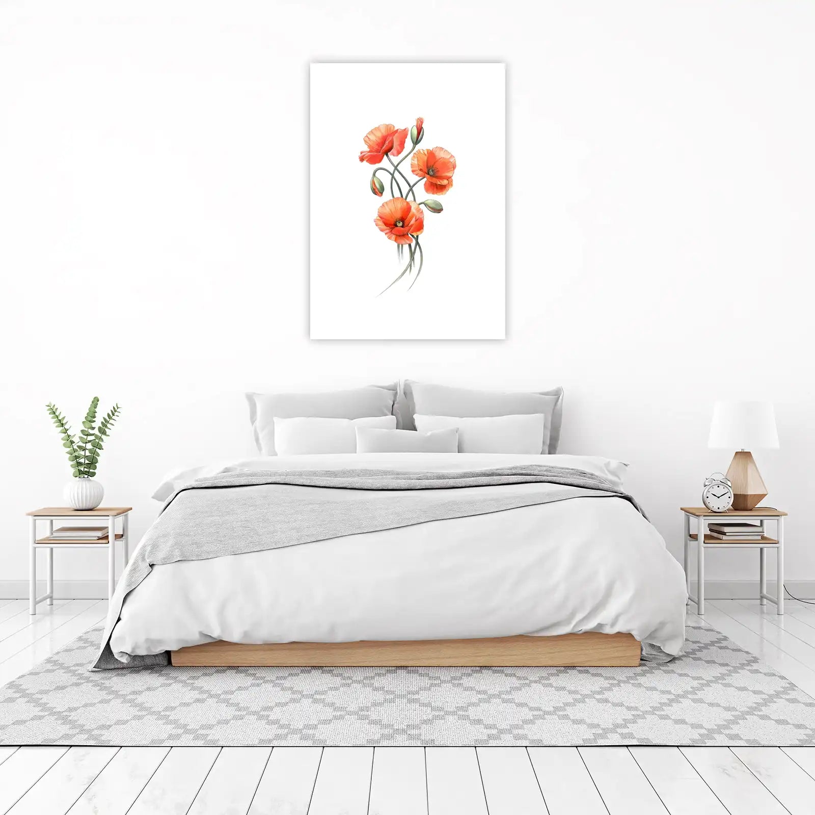 Vibrant Red Poppies Floral Watercolor Wall Art