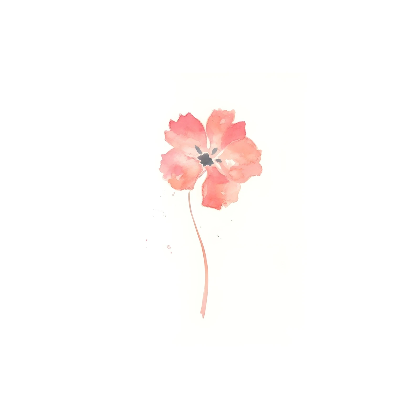 Delicate Coral Bloom Watercolor Wall Art
