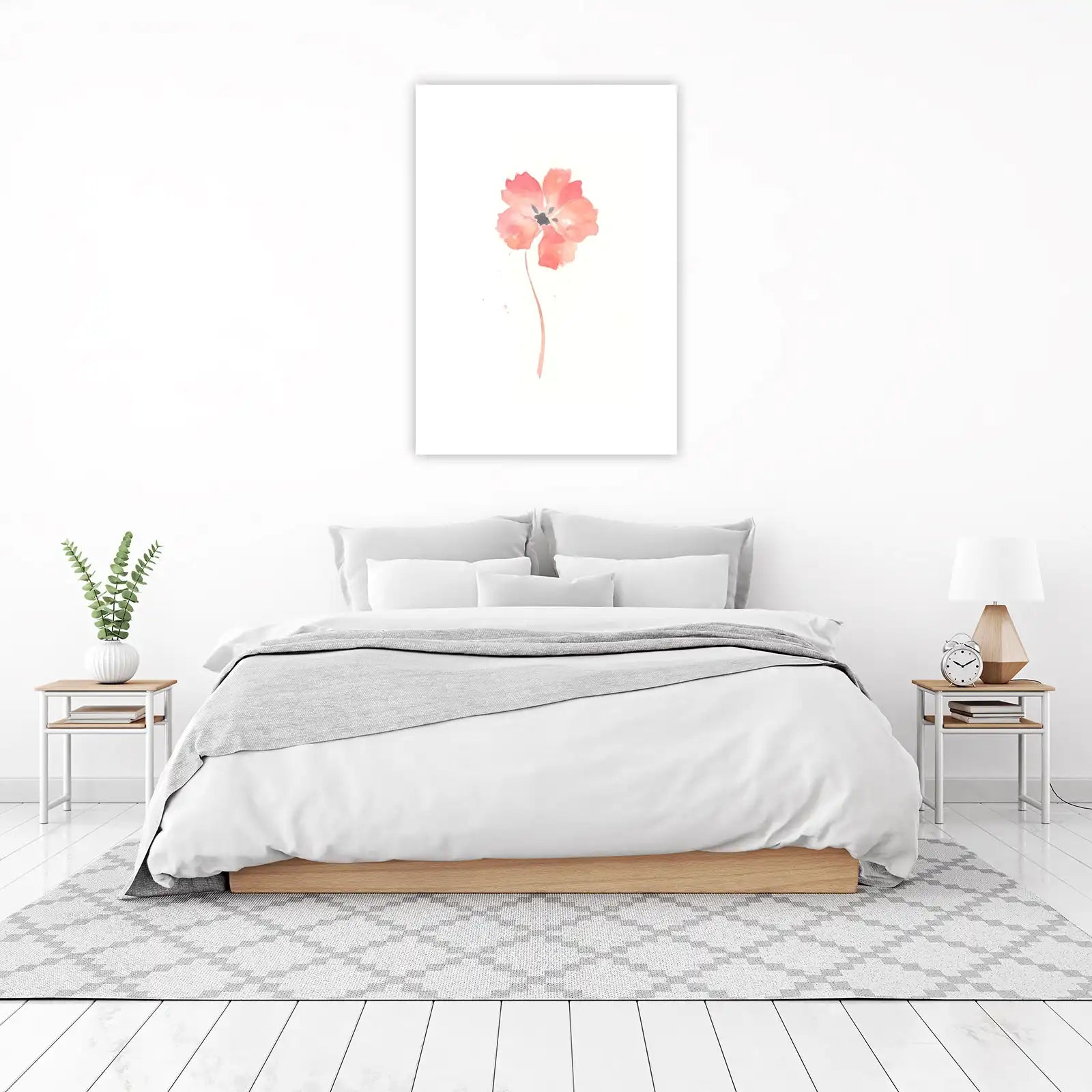 Delicate Coral Bloom Watercolor Wall Art