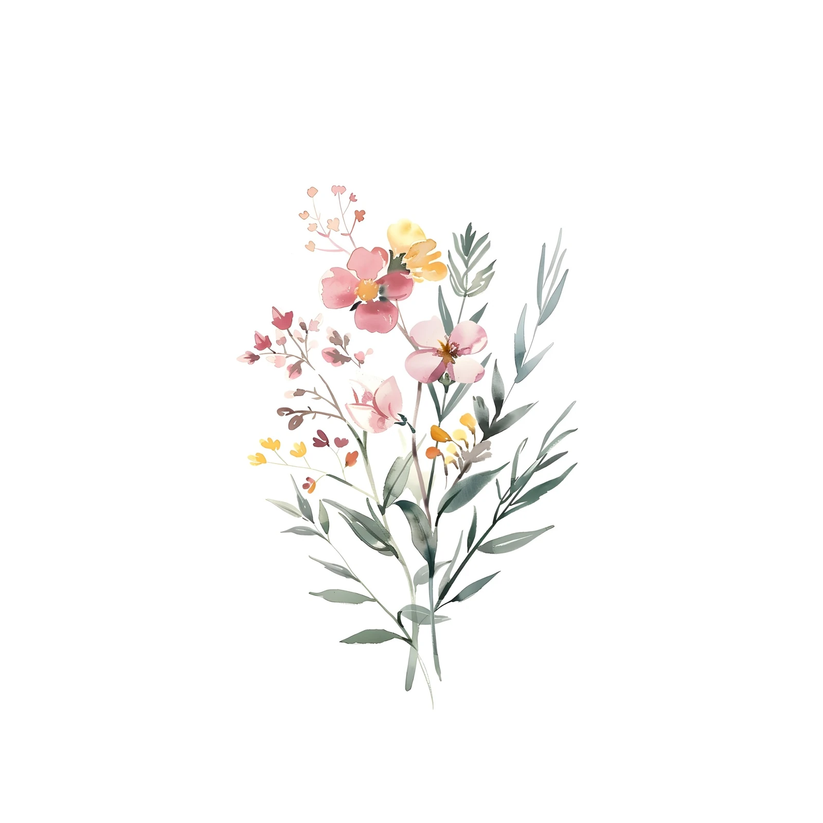 Watercolor Floral Bouquet Wall Art
