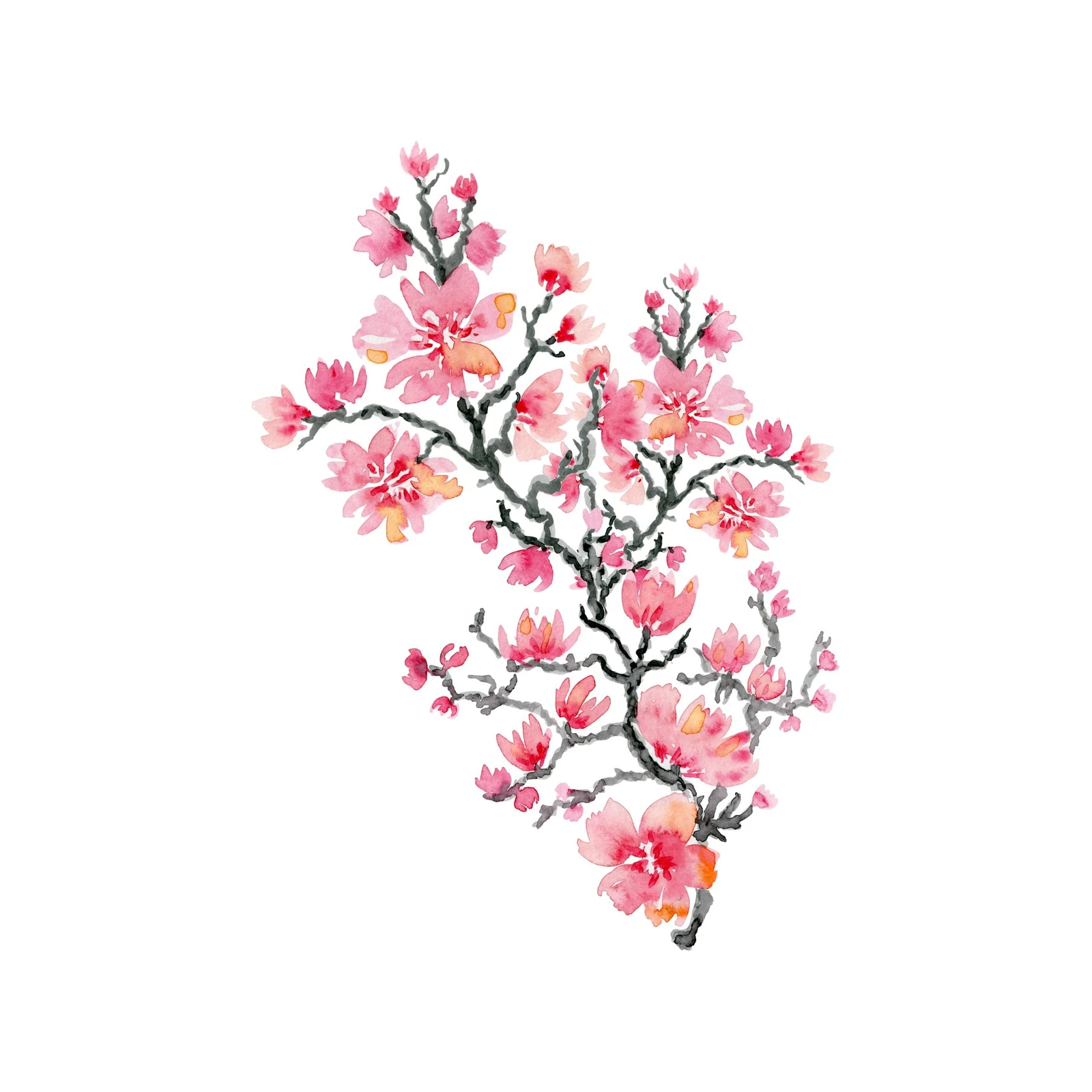 Watercolor Cherry Blossom Branch Wall Art