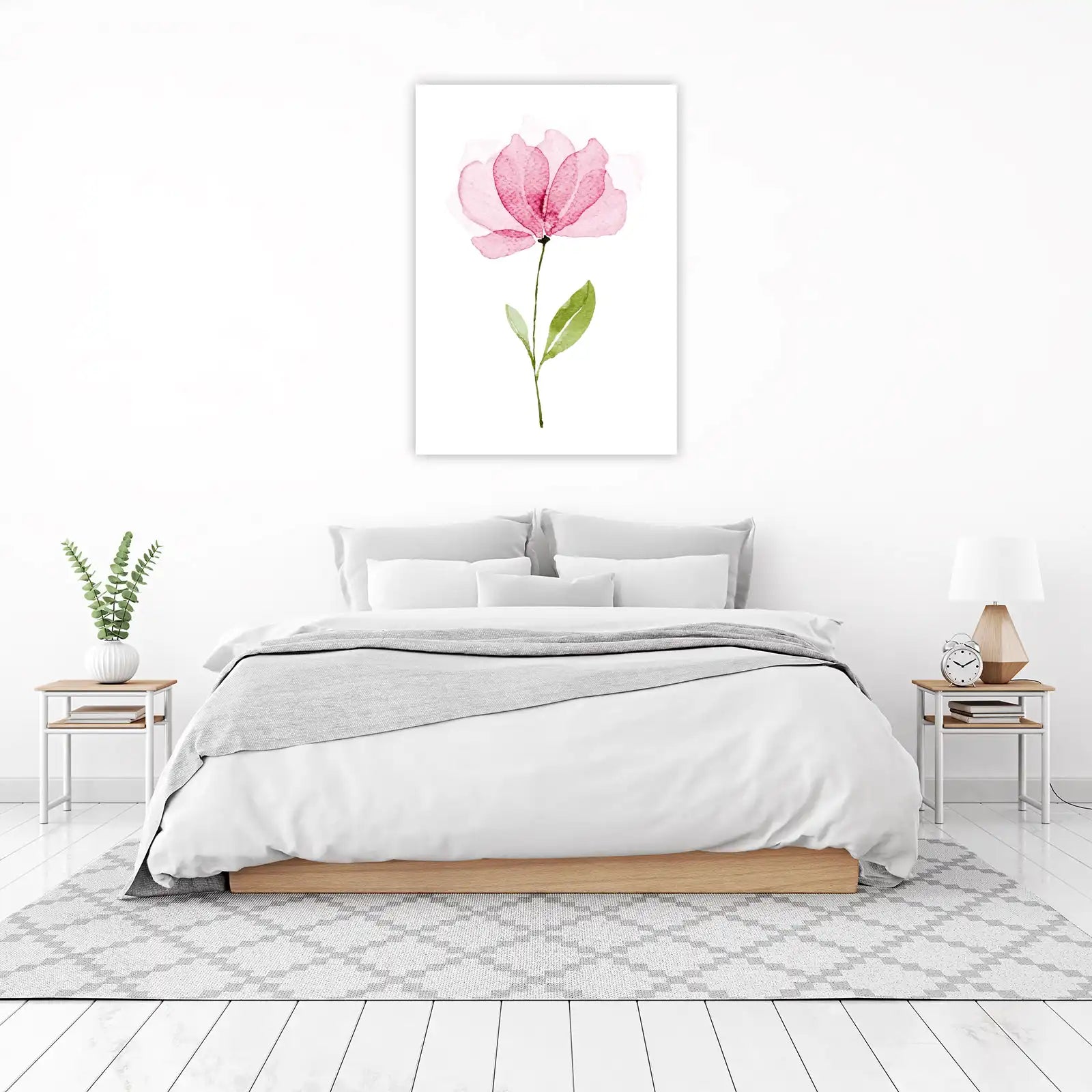 Elegant Pink Watercolor Flower Wall Art