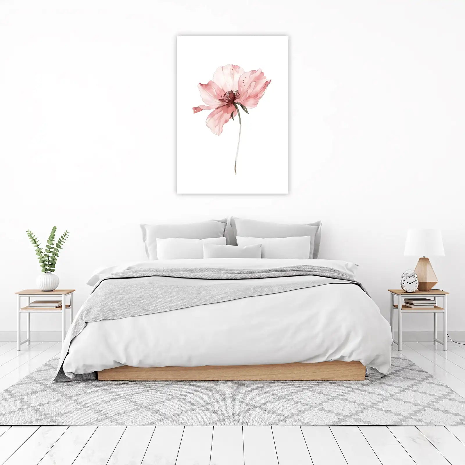 Elegant Pink Poppy Watercolor Wall Art
