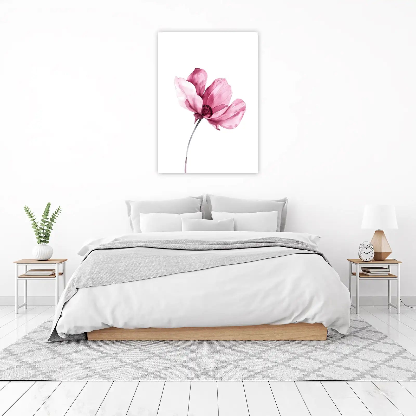 Elegant Pink Floral Watercolor Wall Art