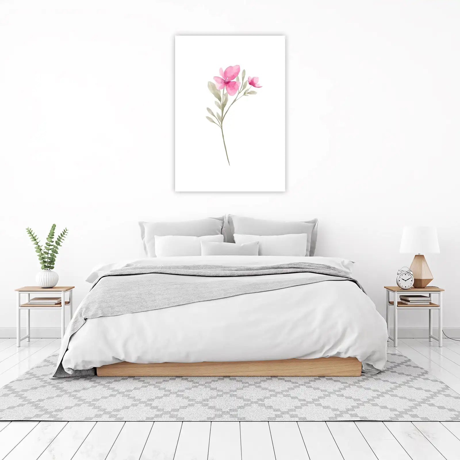 Delicate Pink Floral Watercolor Wall Art