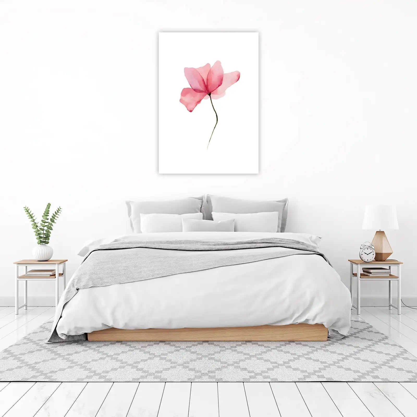 Blush Pink Watercolor Flower Wall Art