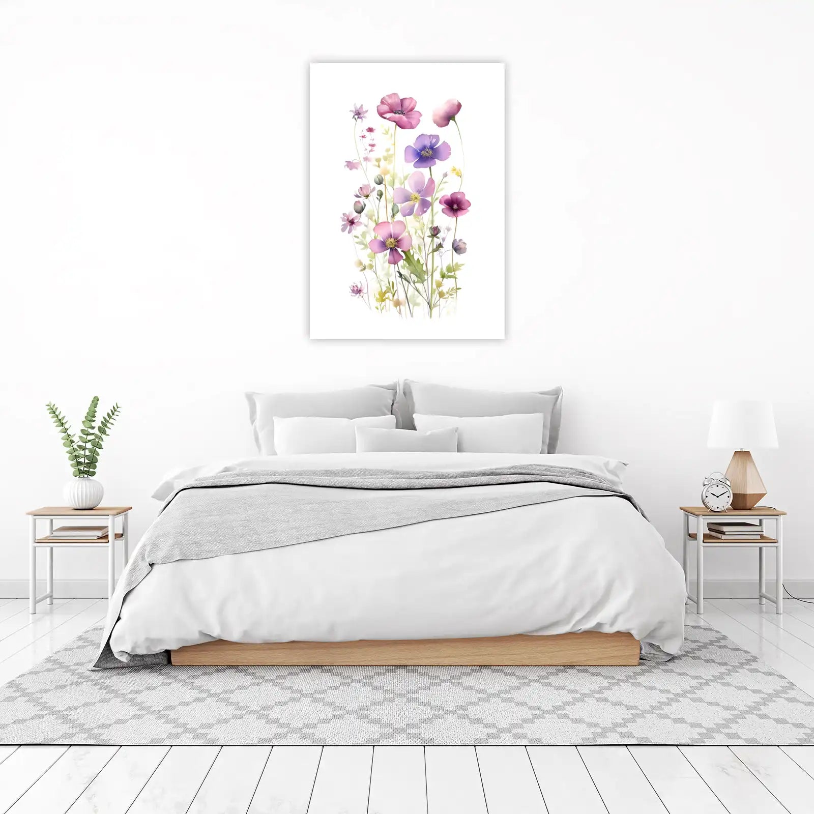 Vibrant Watercolor Wildflower Meadow Wall Art