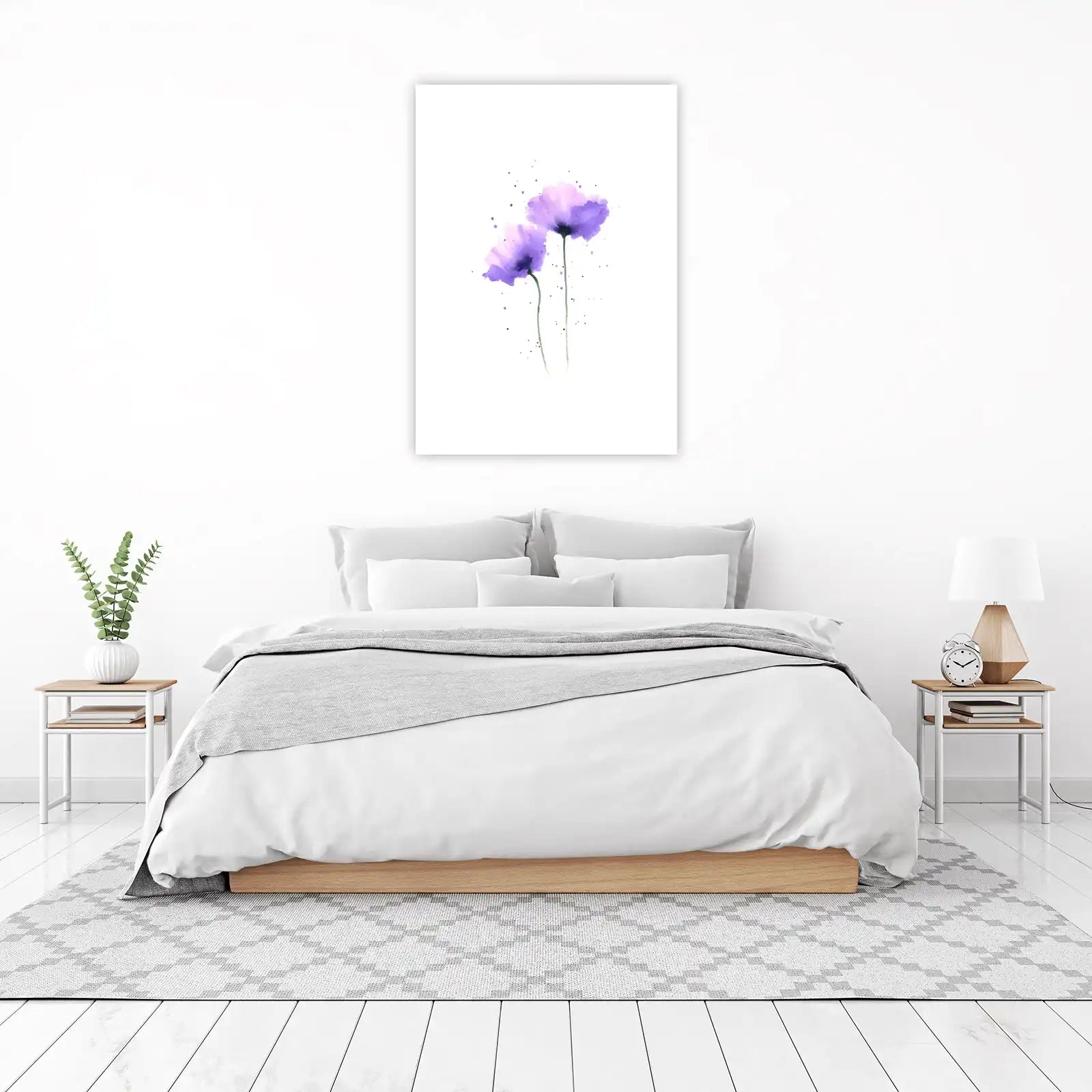Soft Lavender Poppies Watercolor Wall Art