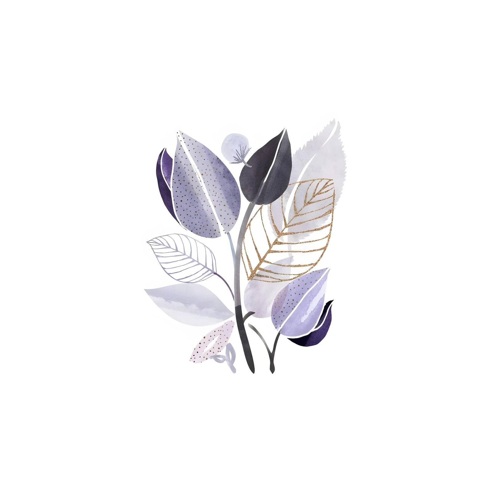 Elegant Botanical Leaves Gold Accent Wall Art